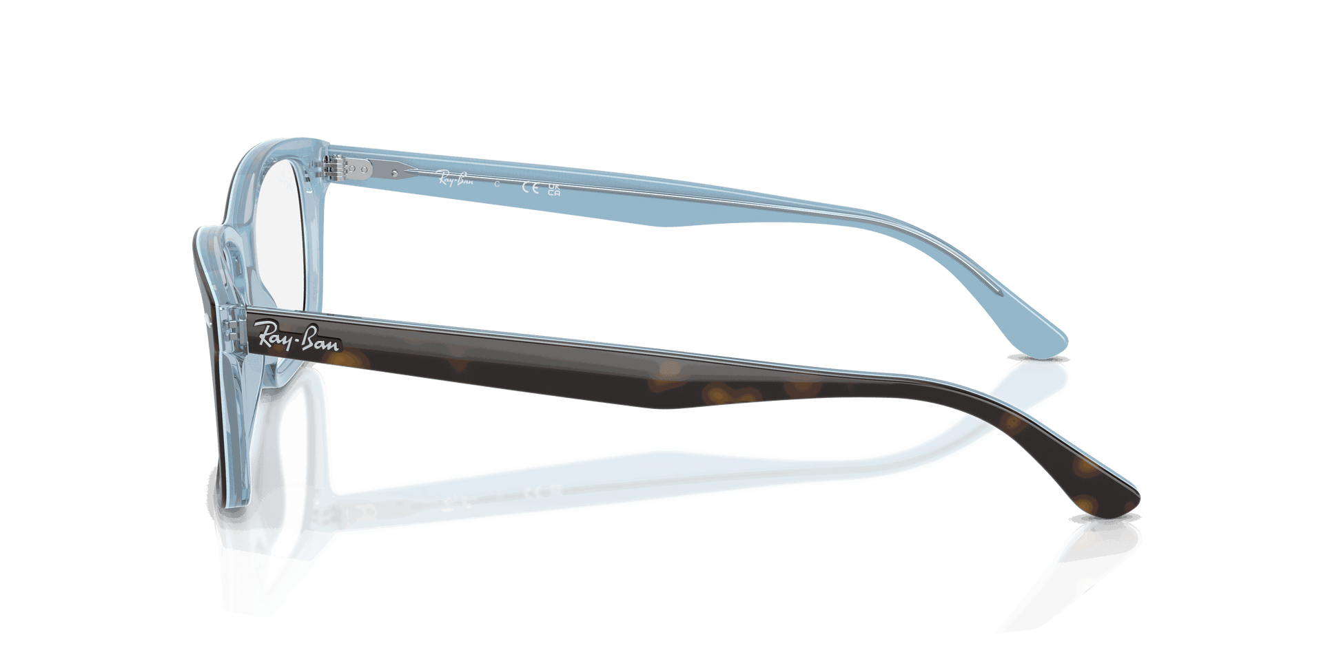 [Clear Lenses, Polished Havana On Light Blue Frame]