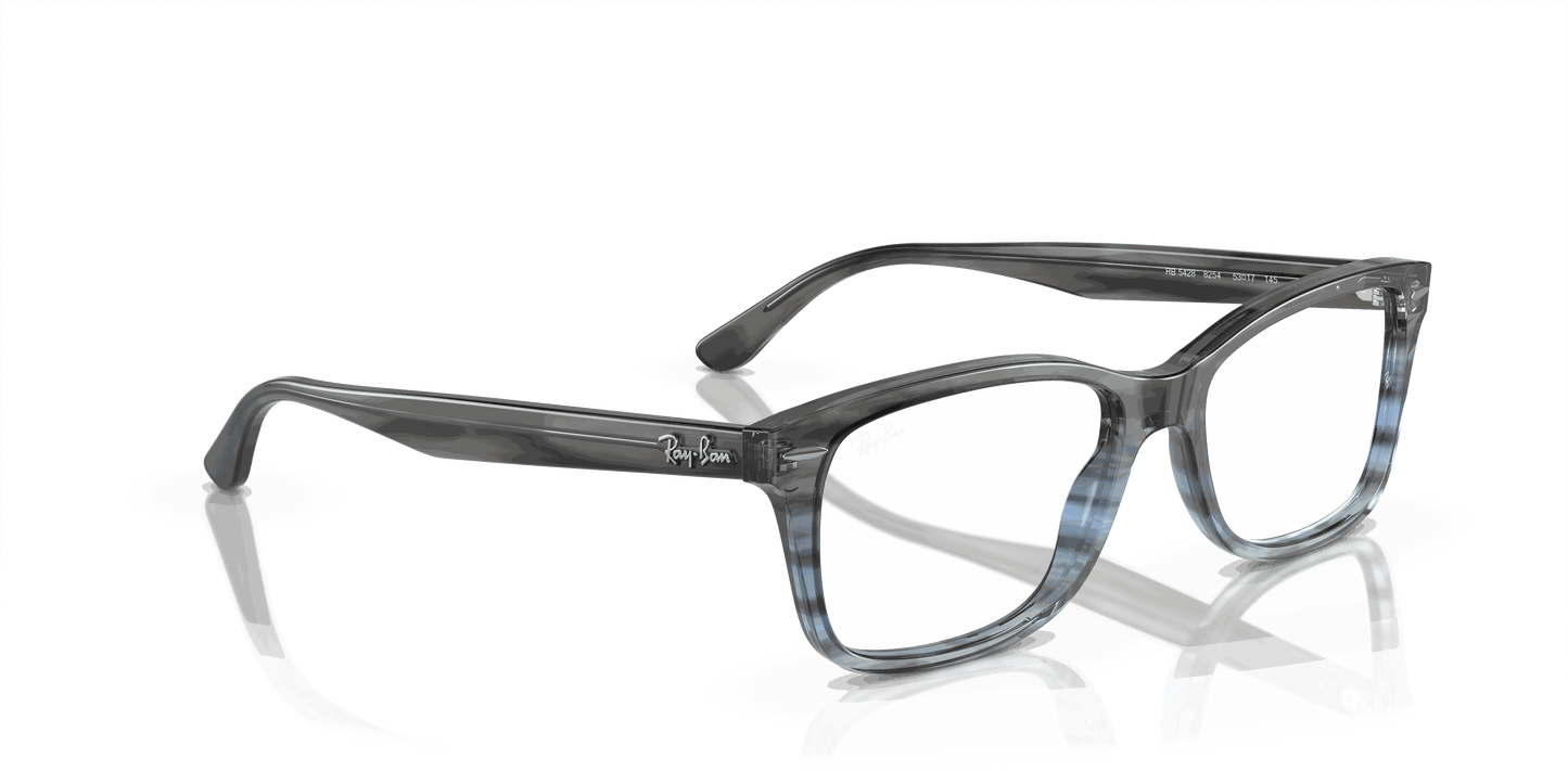 [Demo Lens Lenses, Polished Striped Grey & Blue Frame]