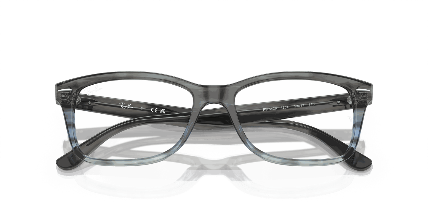 [Demo Lens Lenses, Polished Striped Grey & Blue Frame]