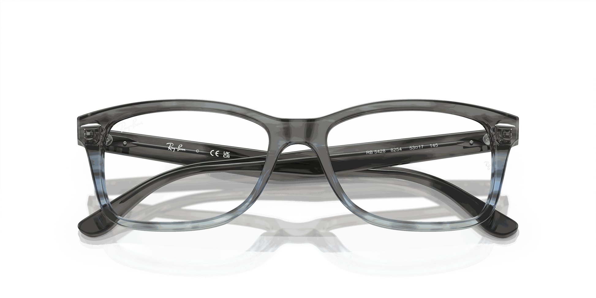 [Demo Lens Lenses, Polished Striped Grey & Blue Frame]