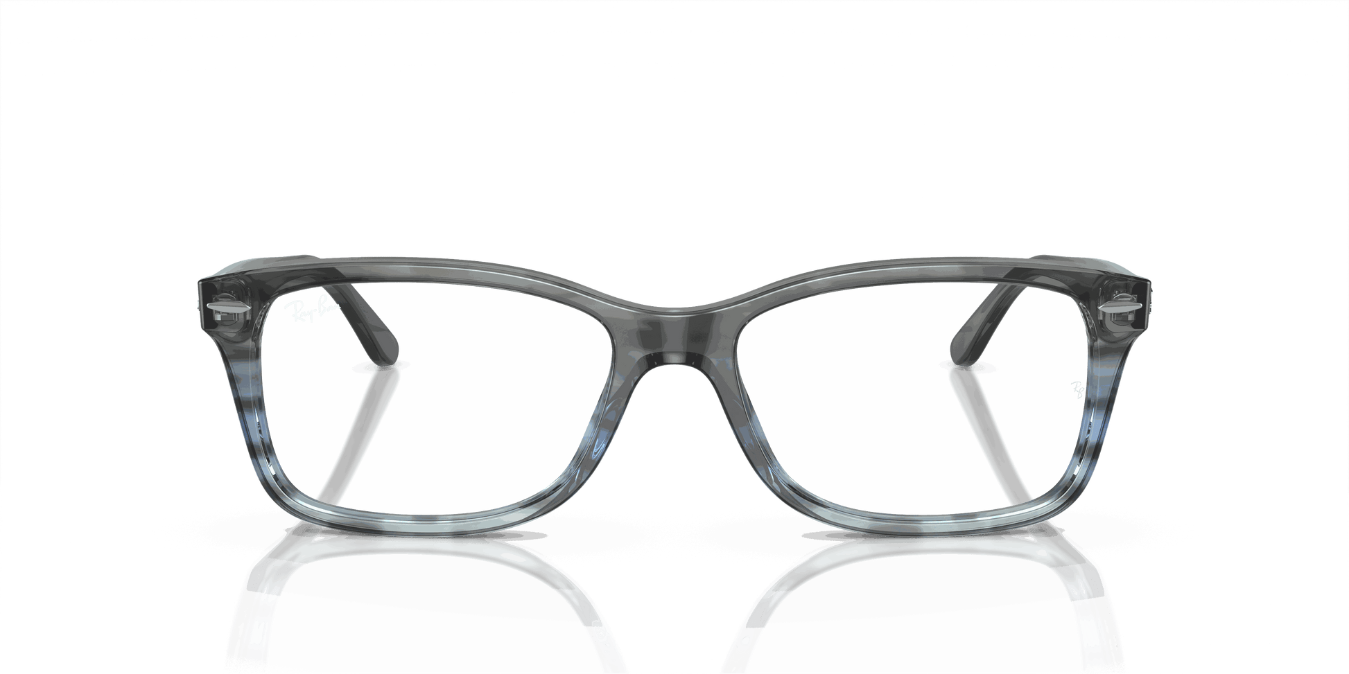 [Demo Lens Lenses, Polished Striped Grey & Blue Frame]