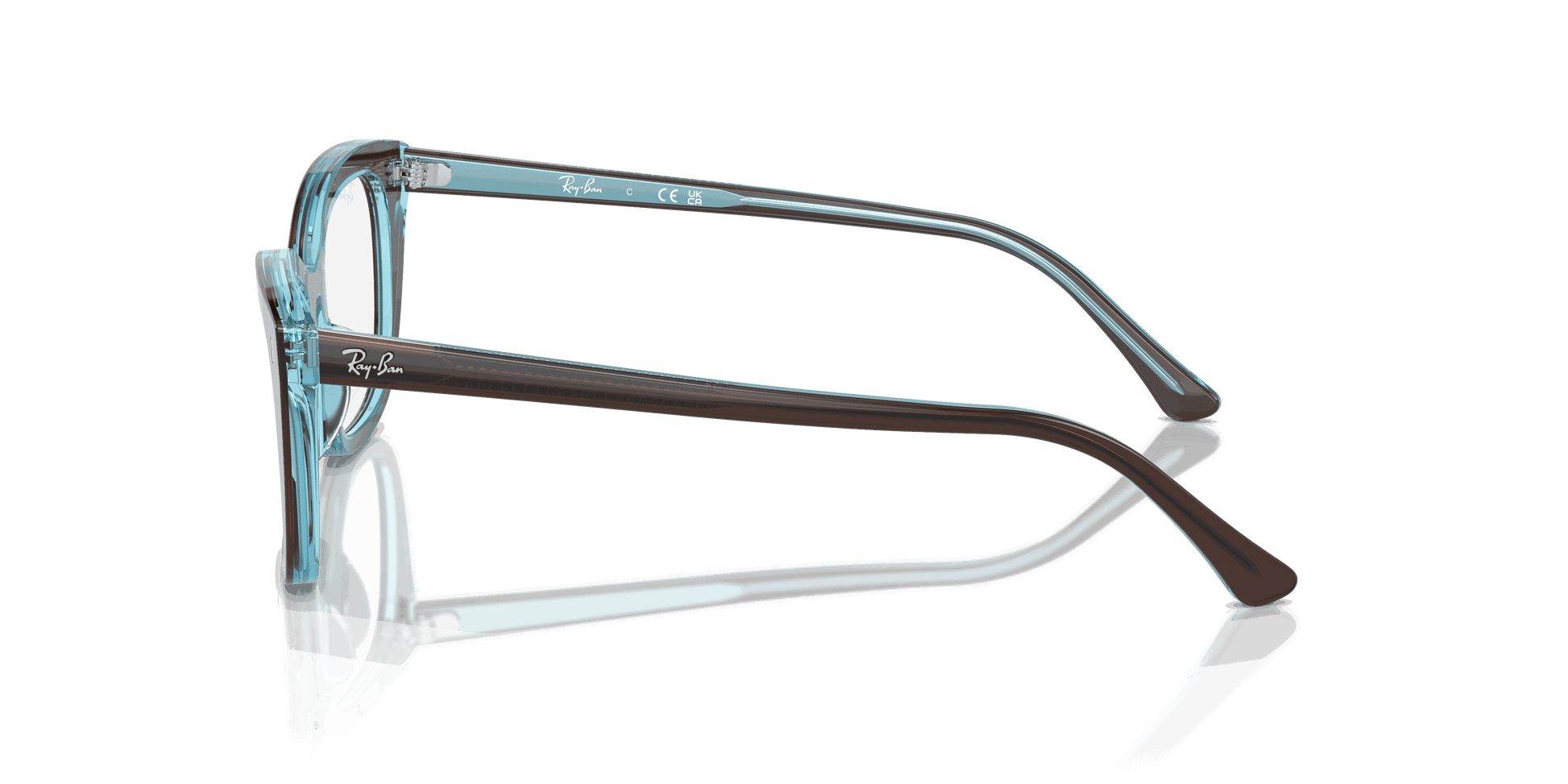 [Clear Lenses, Polished Brown On Transparent Blue Frame]