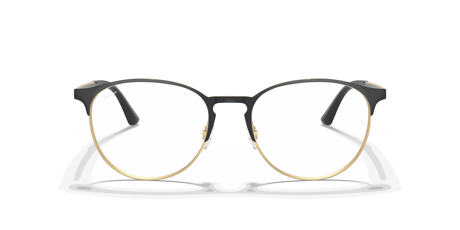 [Clear Lenses, Matte Black On Gold Frame]