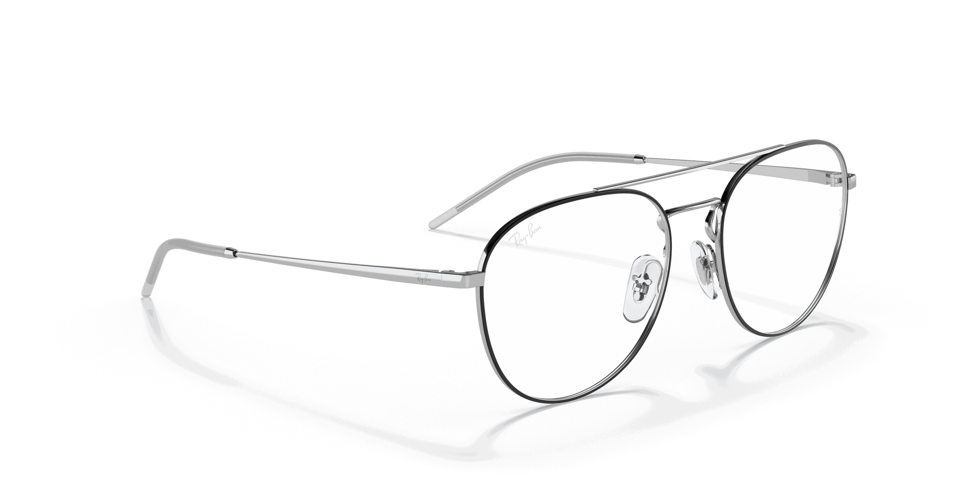 [Clear Lenses, Polished Black On Silver Frame]