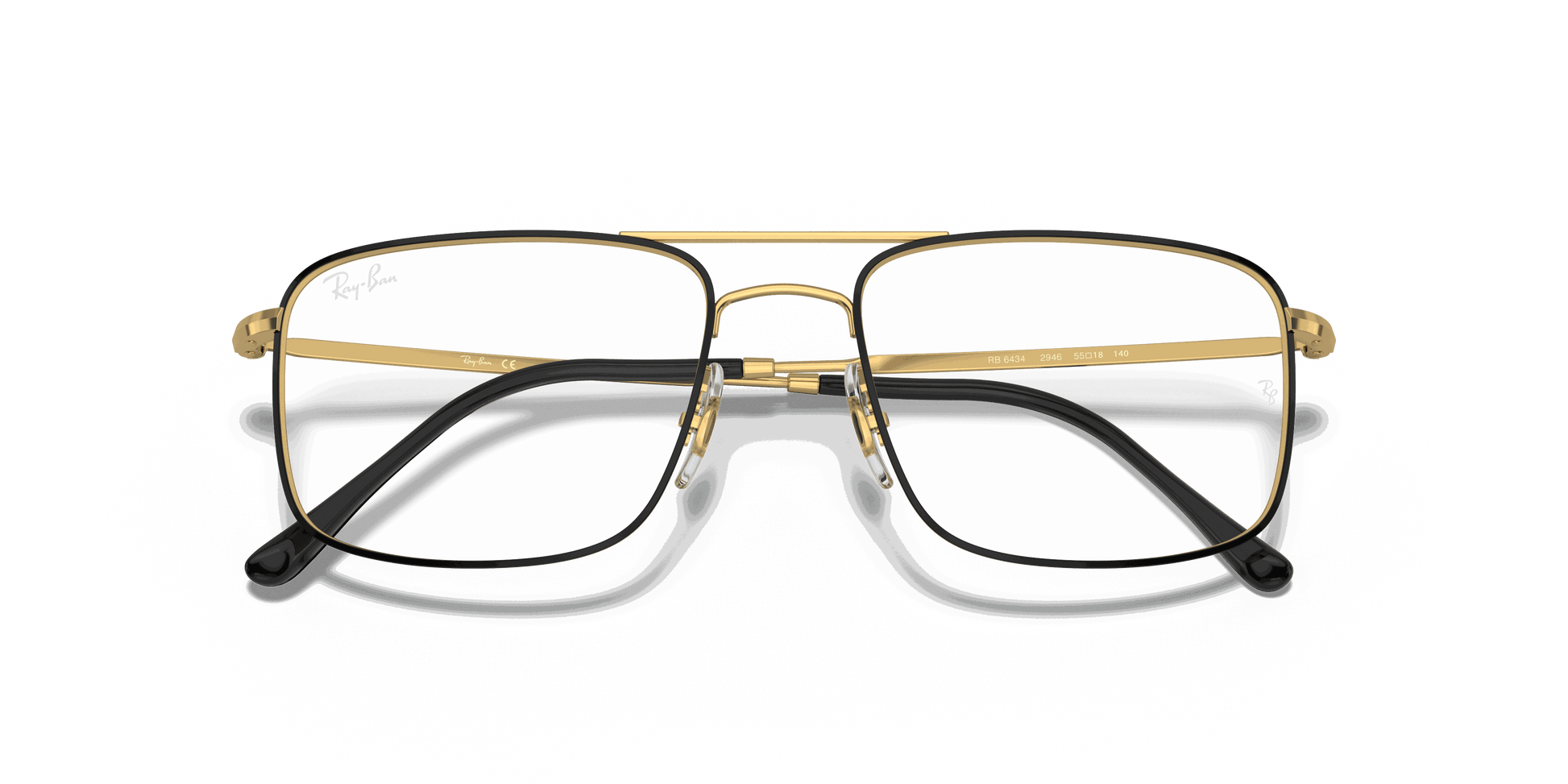 [Clear Lenses, Polished Black On Gold Frame]