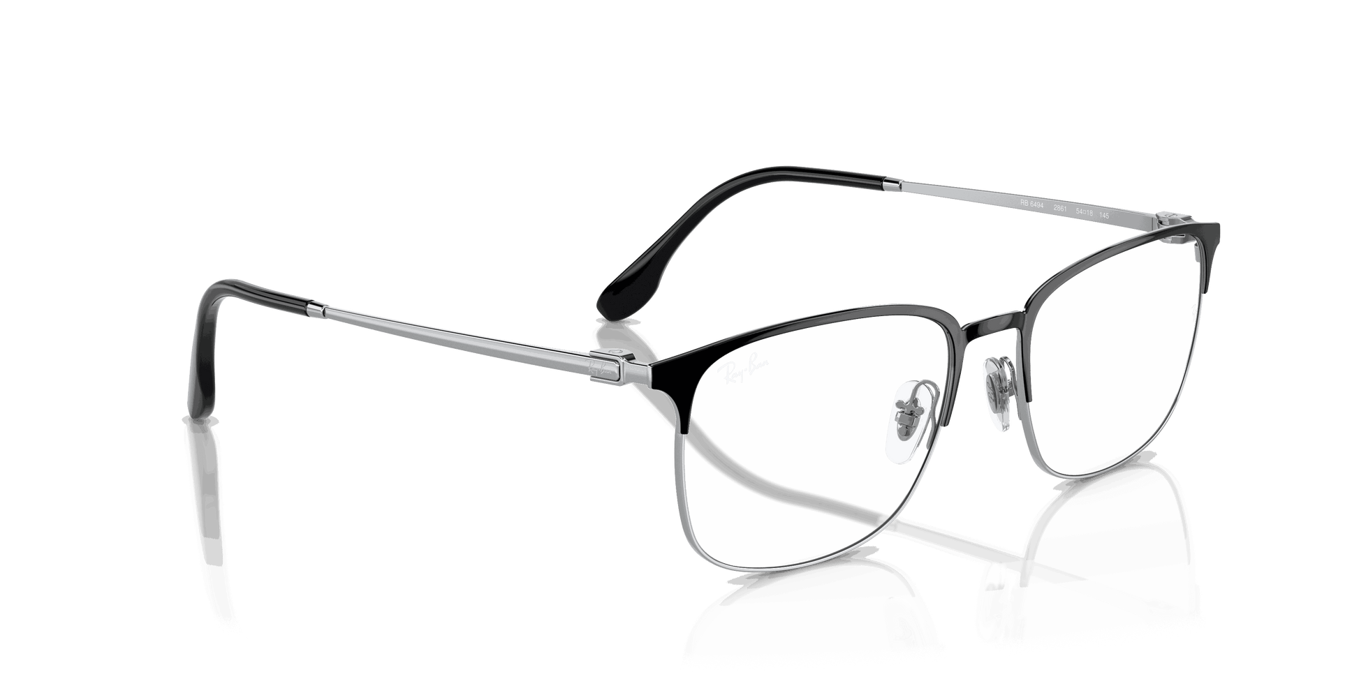 [Clear Lenses, Polished Black On Silver Frame]