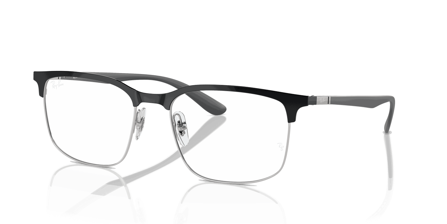 [Clear Lenses, Polished Black On Silver Frame]