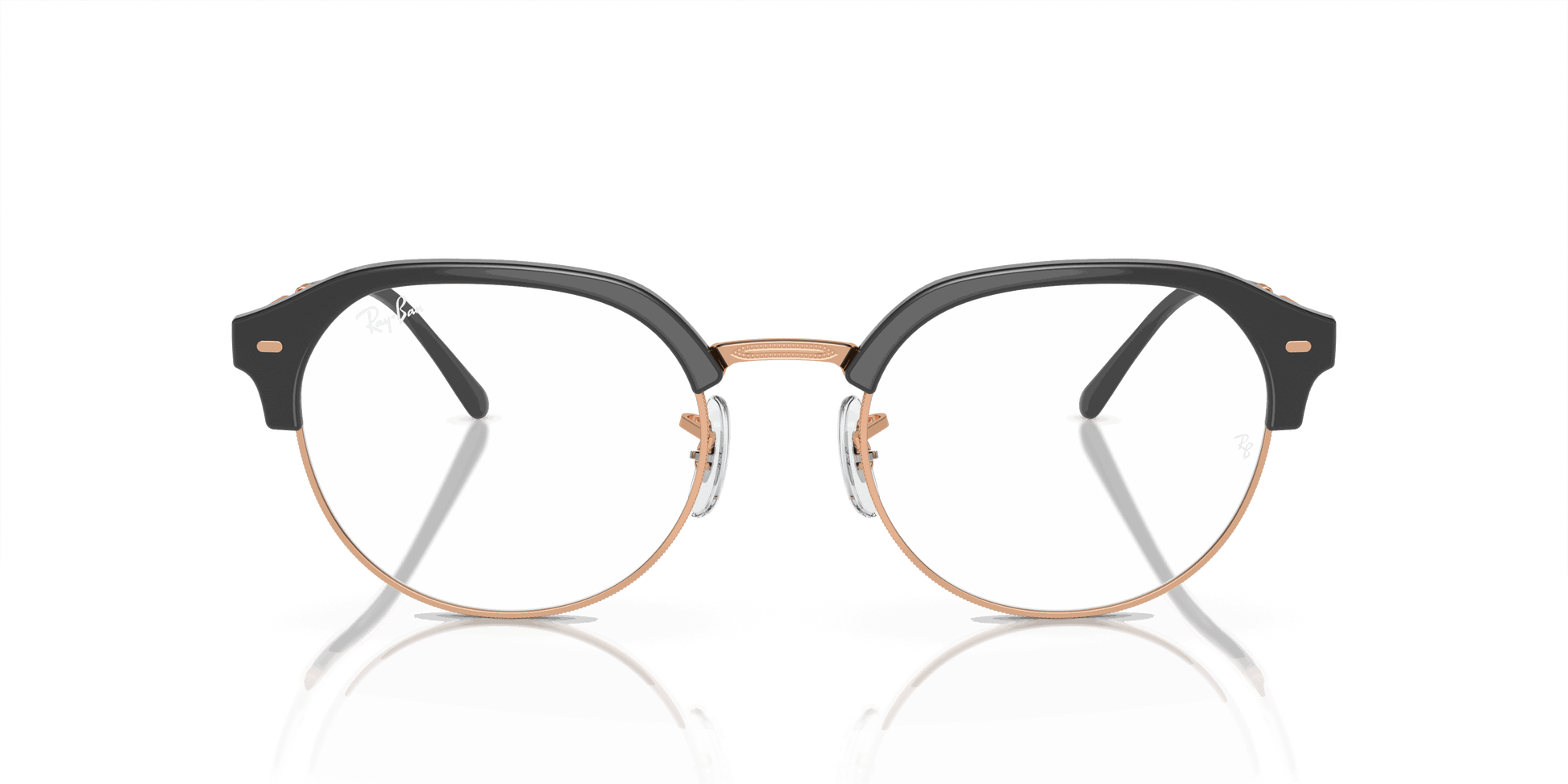 [Demo Lens Lenses, Polished Dark Grey On Rose Gold Frame]