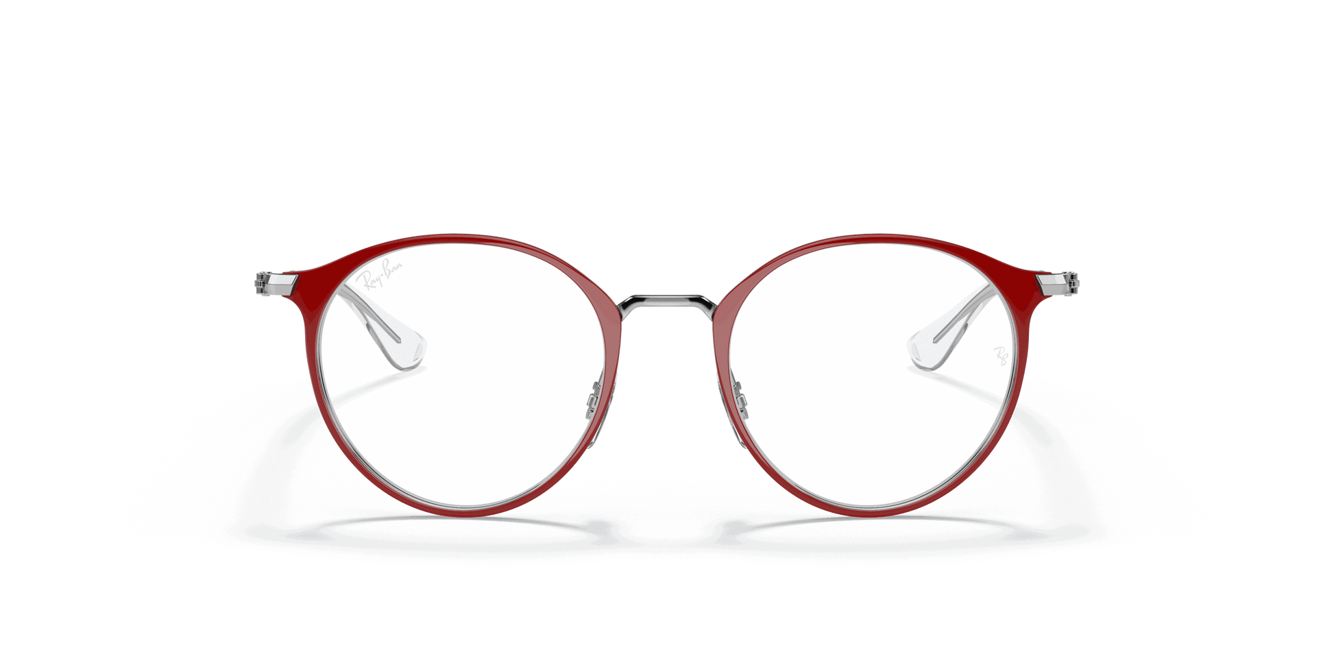 [Clear Lenses, Polished Silver On Red Frame]