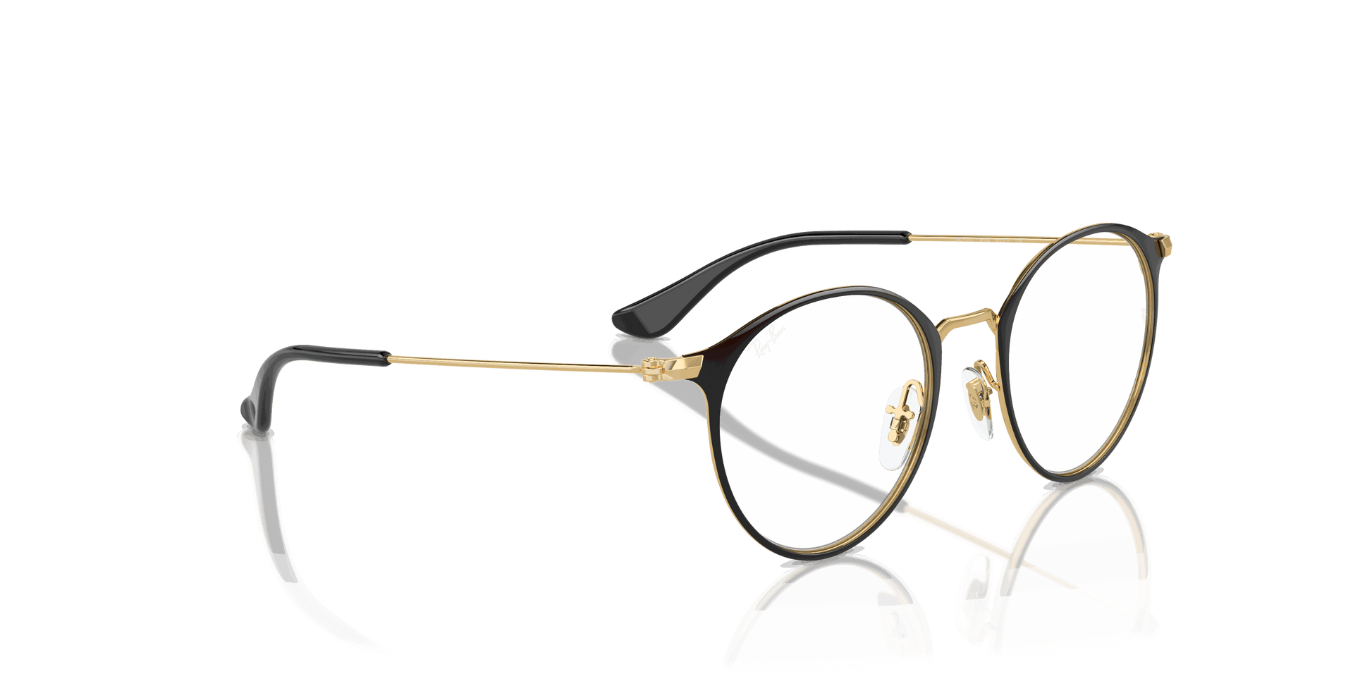 [Clear Lenses, Polished Black On Gold Frame]