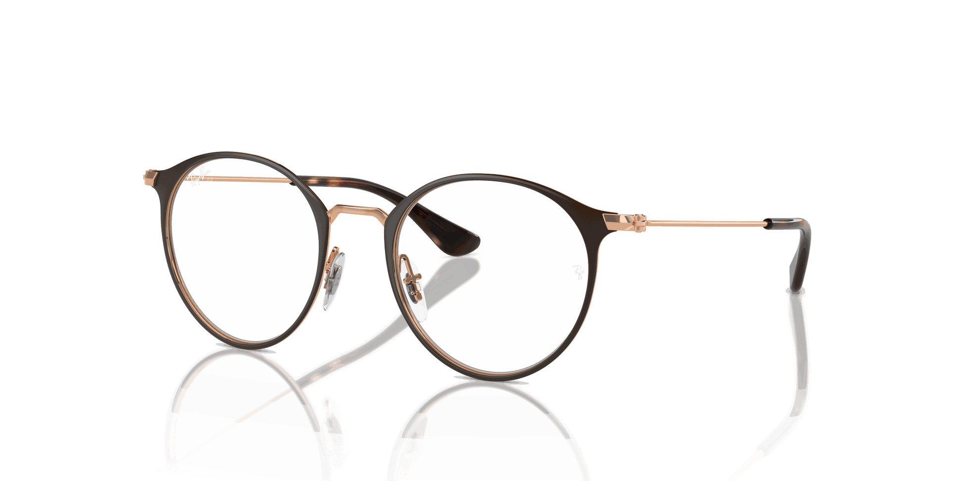 [Clear Lenses, Polished Brown On Rose Gold Frame]