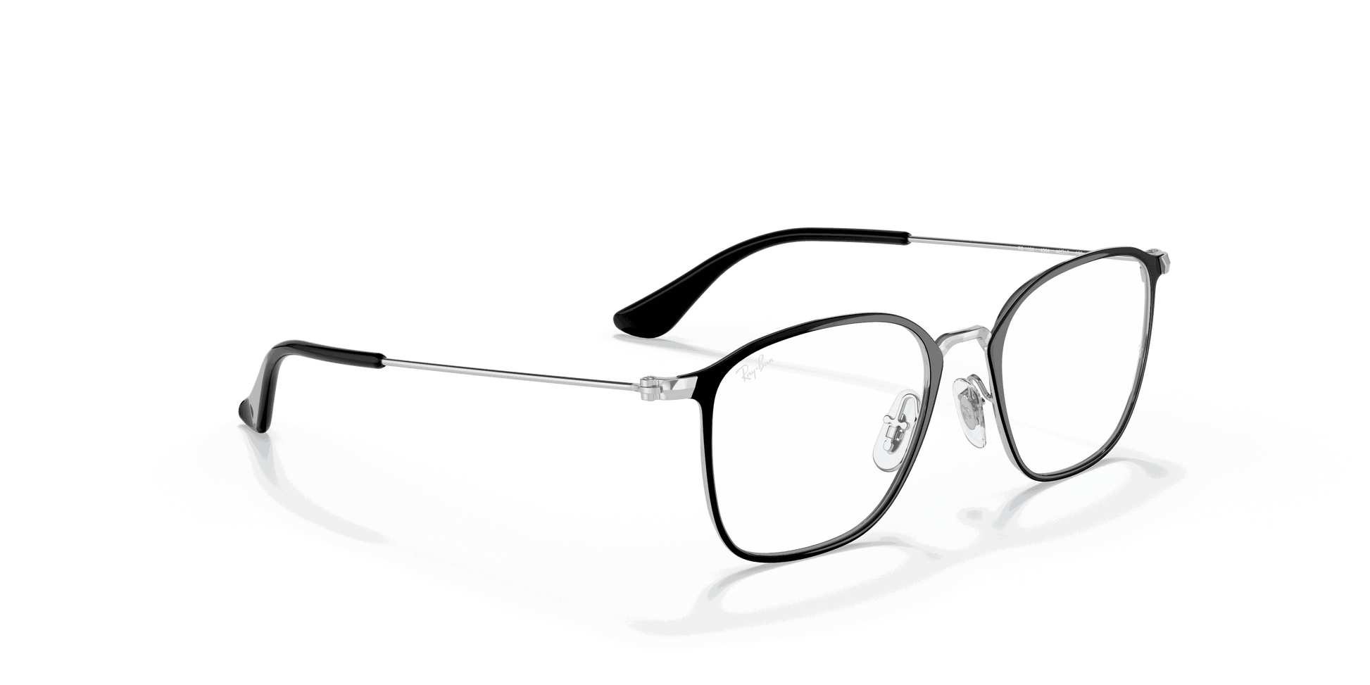 [Clear Lenses, Polished Silver On Black Frame]