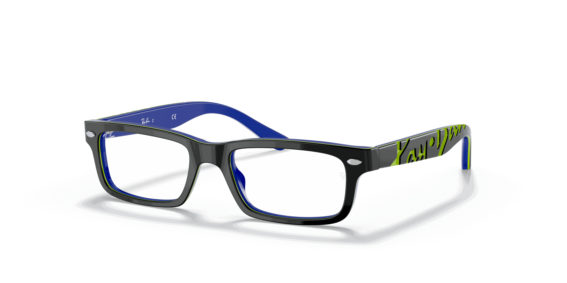 [Clear Lenses, Polished Dark Grey On Blue Frame]
