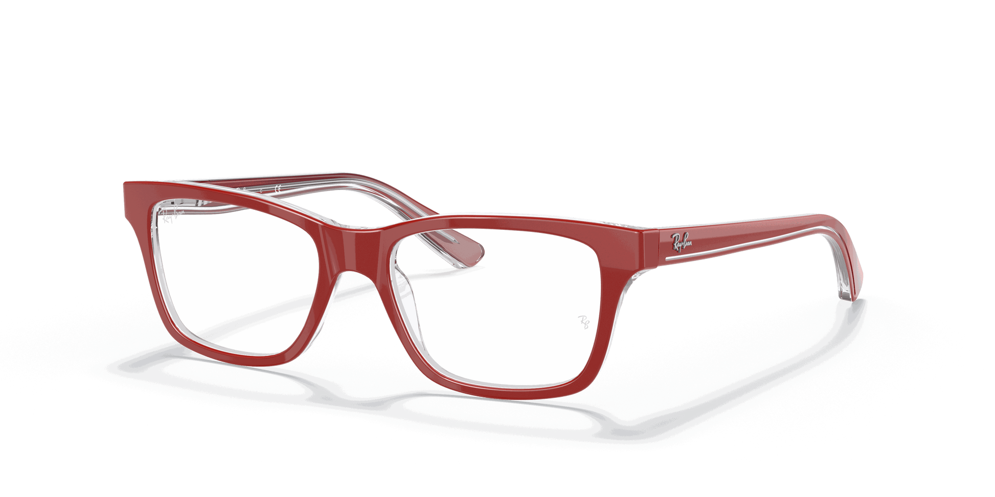 [Clear Lenses, Polished Red On Transparent Frame]