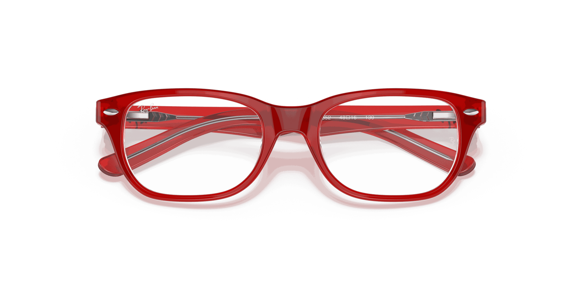 [Clear Lenses, Polished Red On Transparent Frame]
