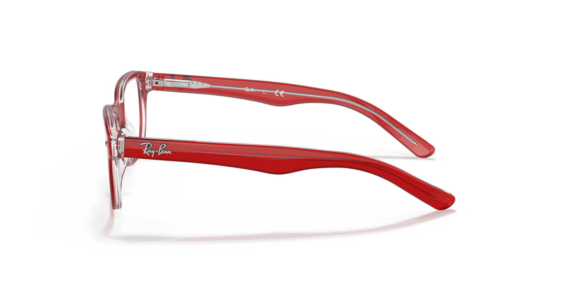 [Clear Lenses, Polished Red On Transparent Frame]