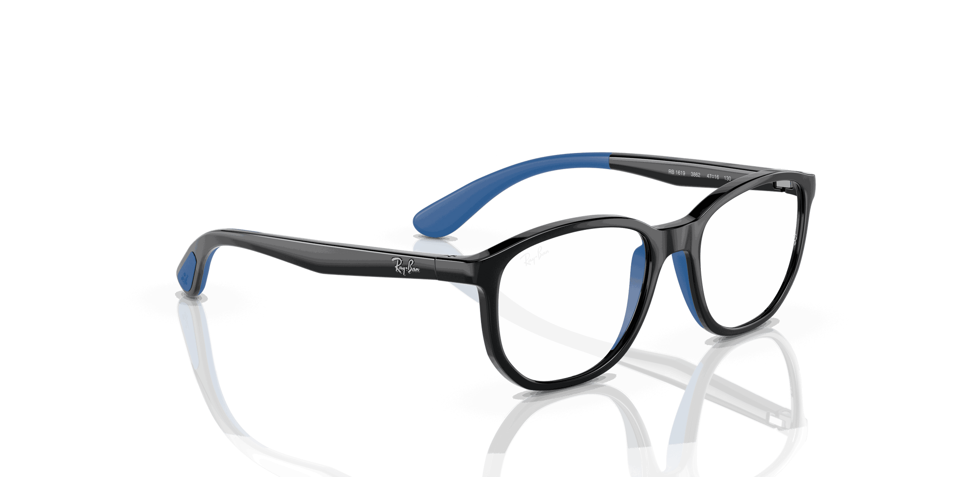 [Clear Lenses, Polished Black On Blue Frame]