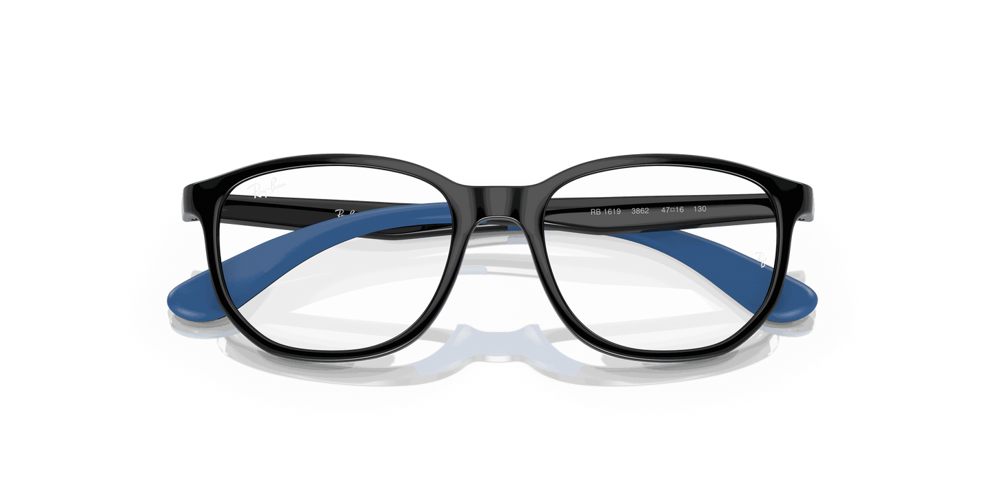[Clear Lenses, Polished Black On Blue Frame]