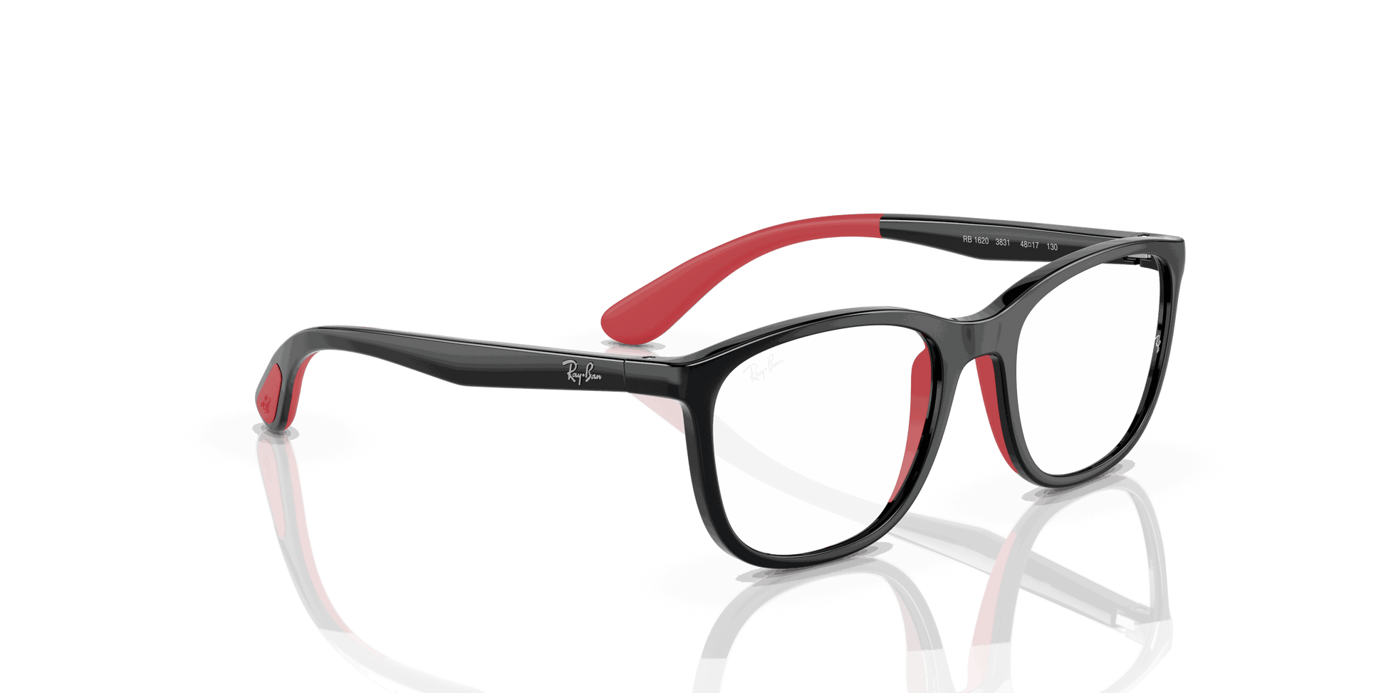 [Clear Lenses, Polished Black On Red Frame]