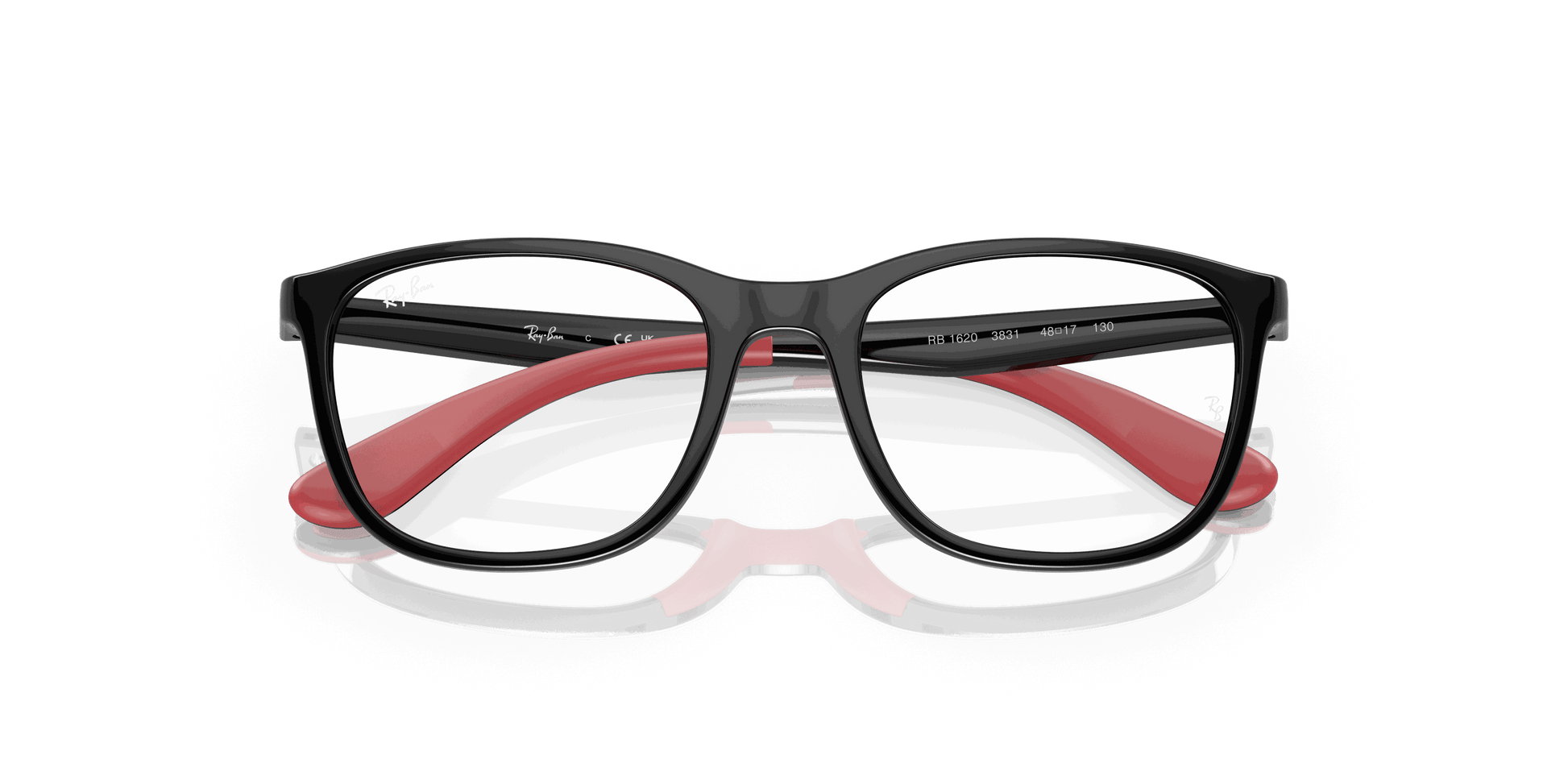 [Clear Lenses, Polished Black On Red Frame]