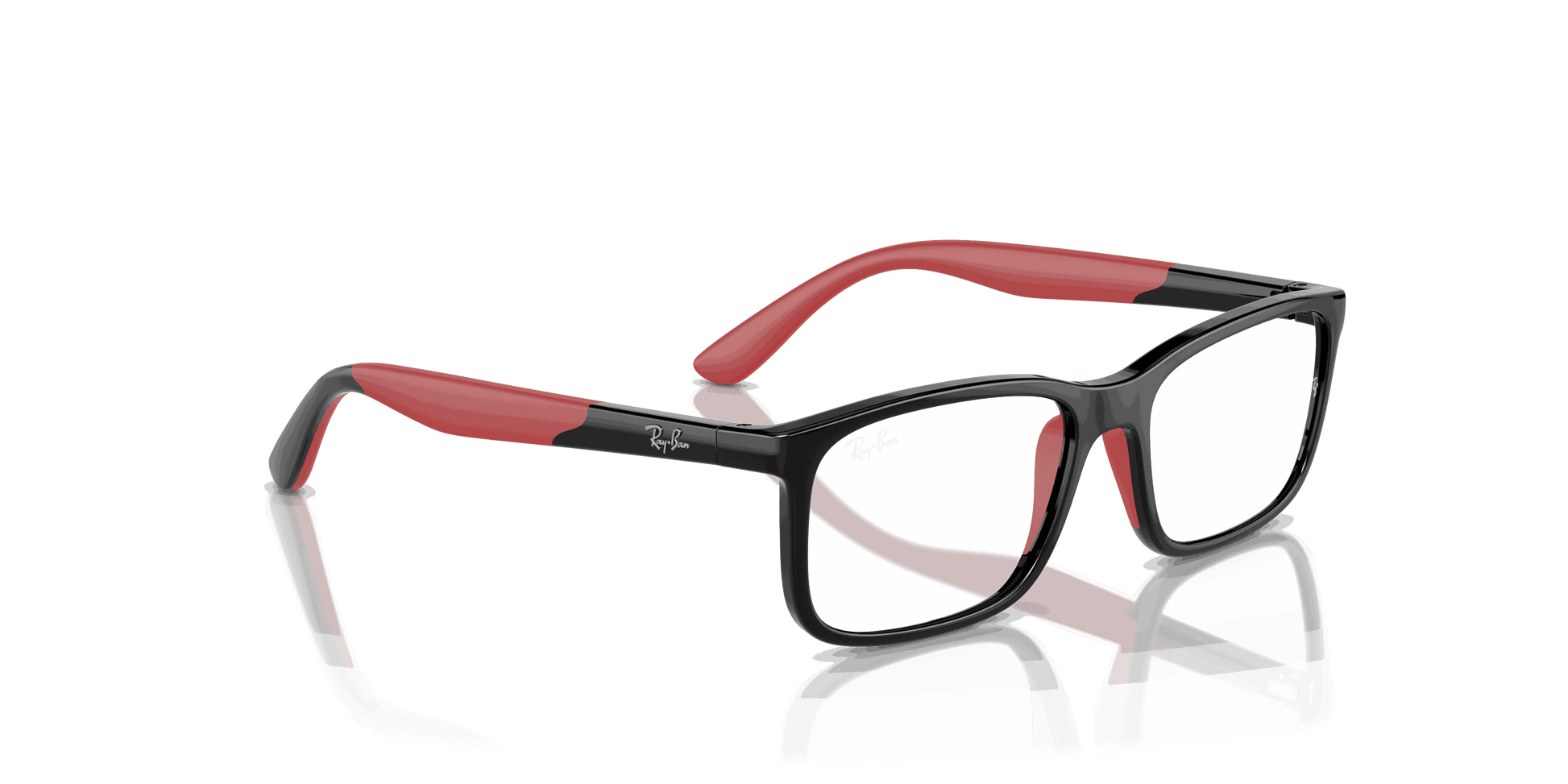 [Clear Lenses, Polished Black On Red Frame]