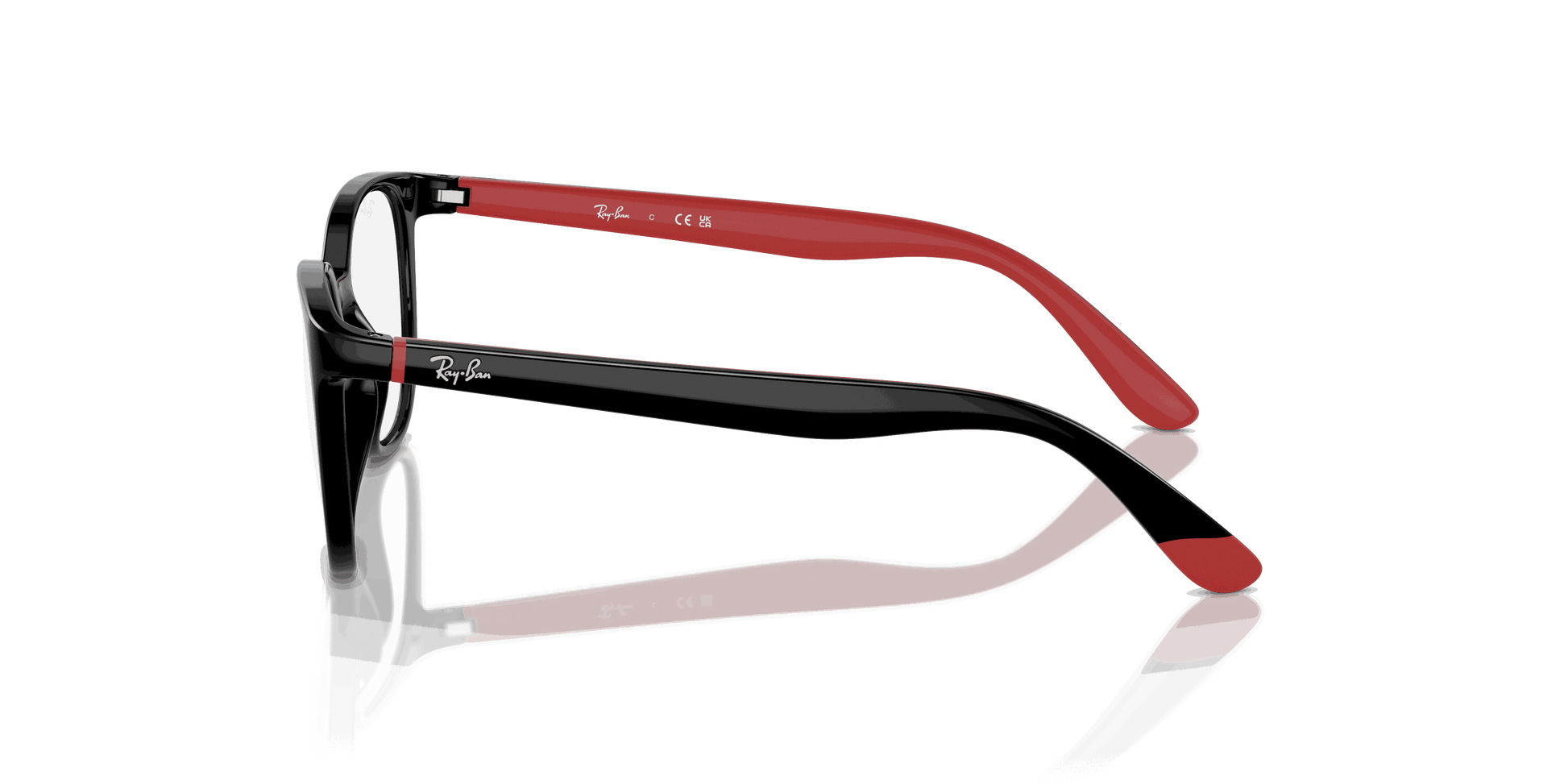[Clear Lenses, Polished Black On Red Frame]