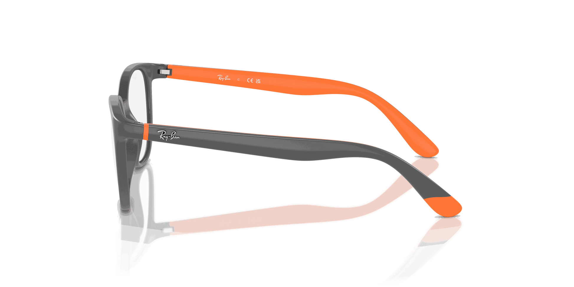 [Clear Lenses, Polished Dark Grey On Orange Frame]