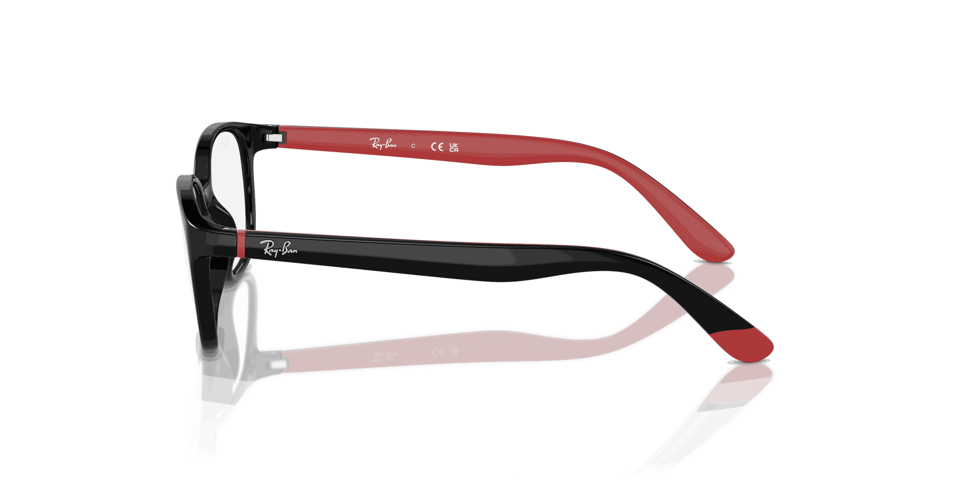 [Clear Lenses, Polished Black On Red Frame]