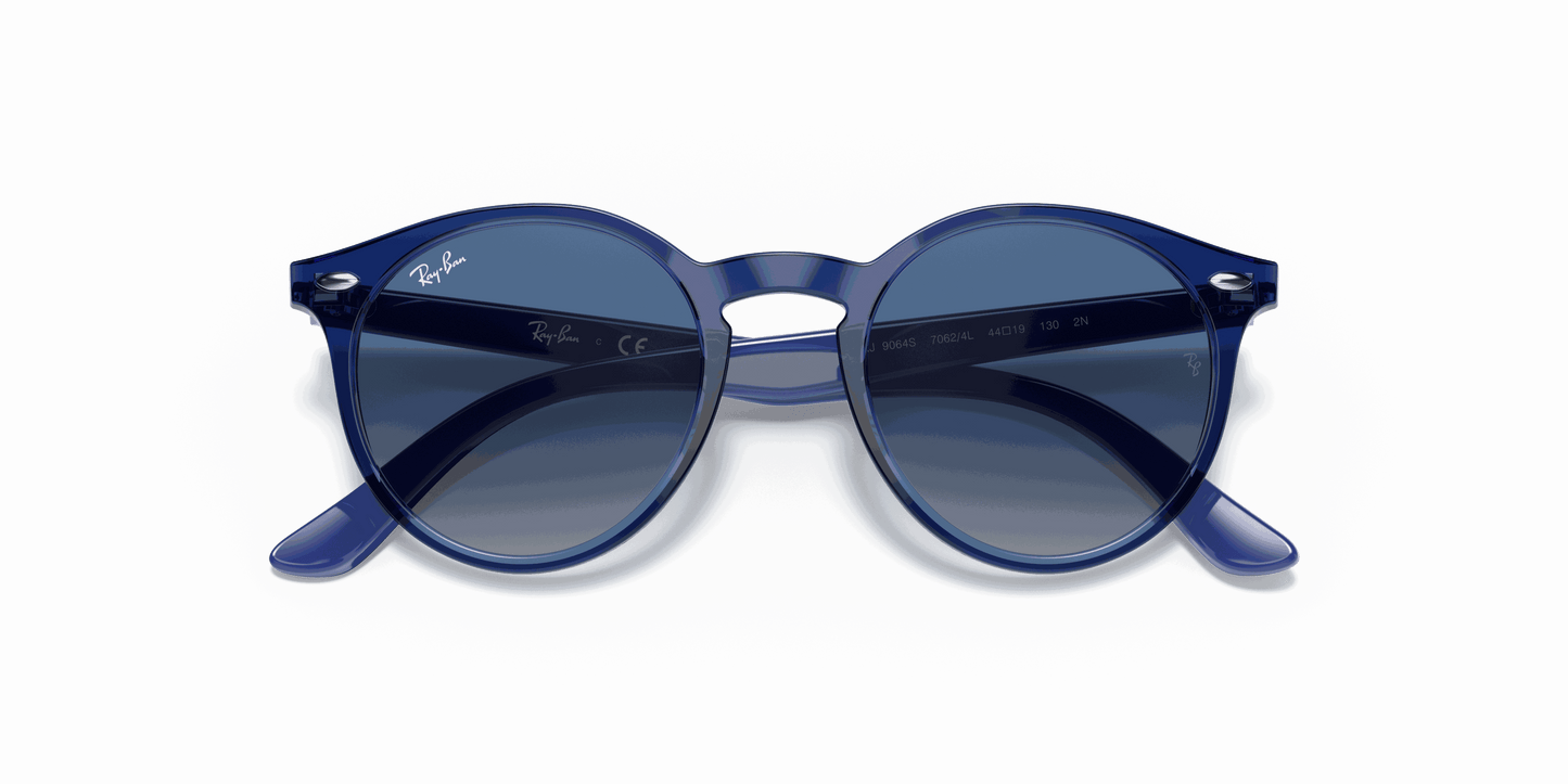 [Light Grey Gradient Dark Blue Lenses, Polished Transparent Blue Frame]
