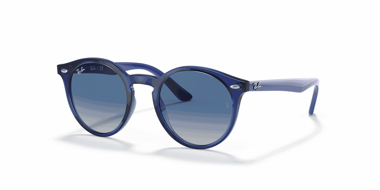 [Light Grey Gradient Dark Blue Lenses, Polished Transparent Blue Frame]