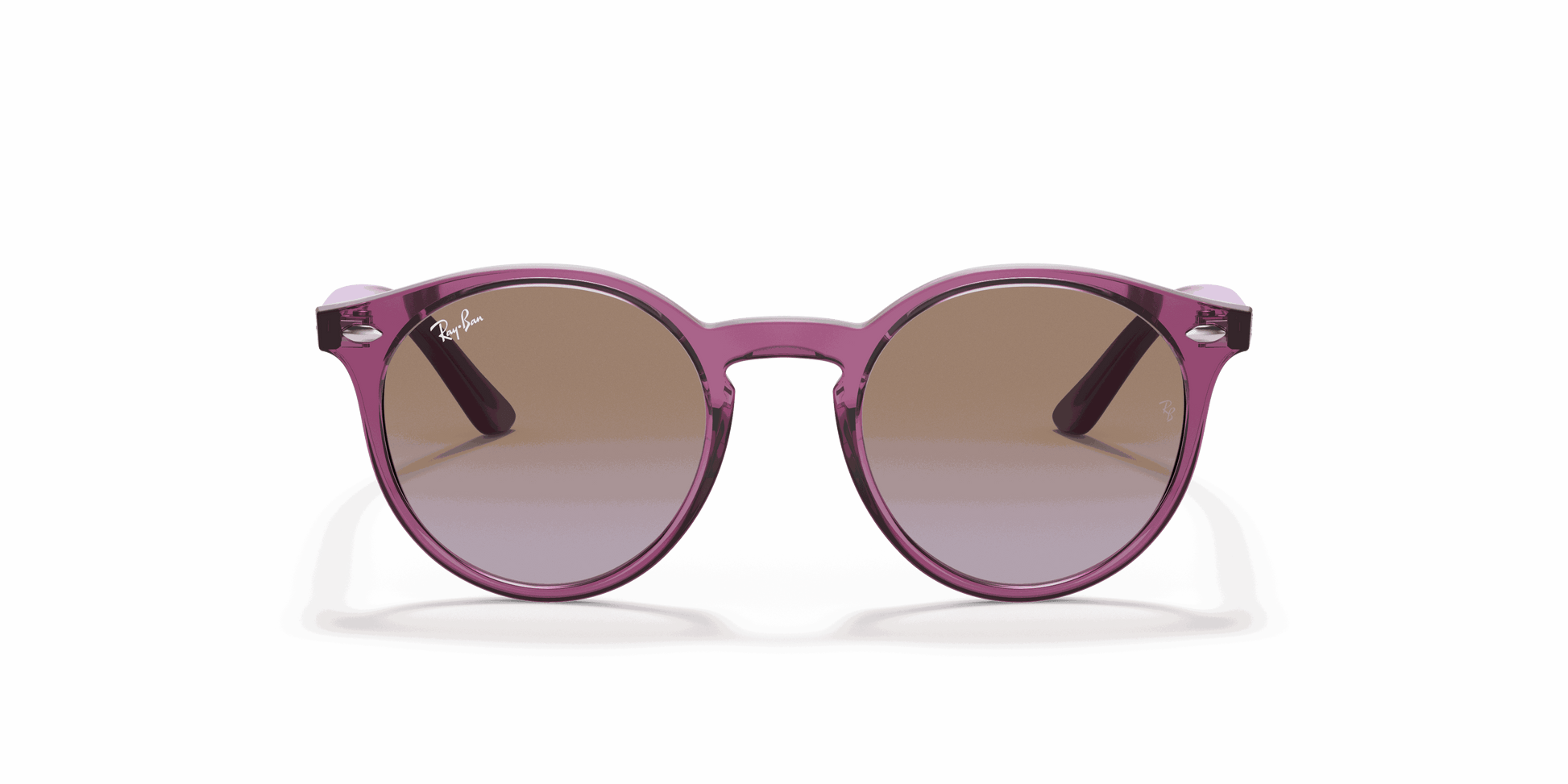 [Violet Gradient Brown Lenses, Polished Transparent Fuxia Frame]