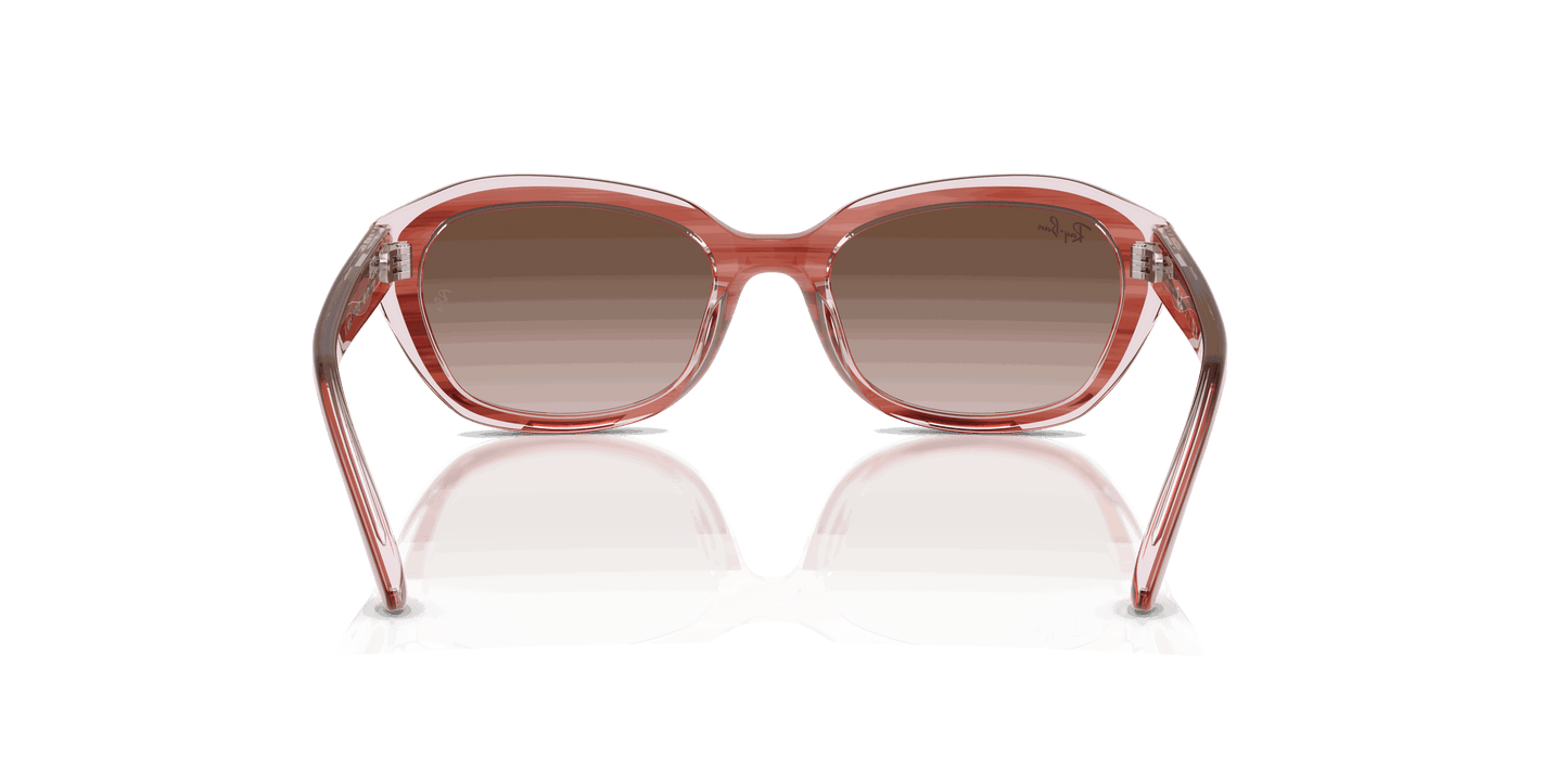 [Gradient Brown Lenses, Polished Striped Pink On Transparent Pink Frame]