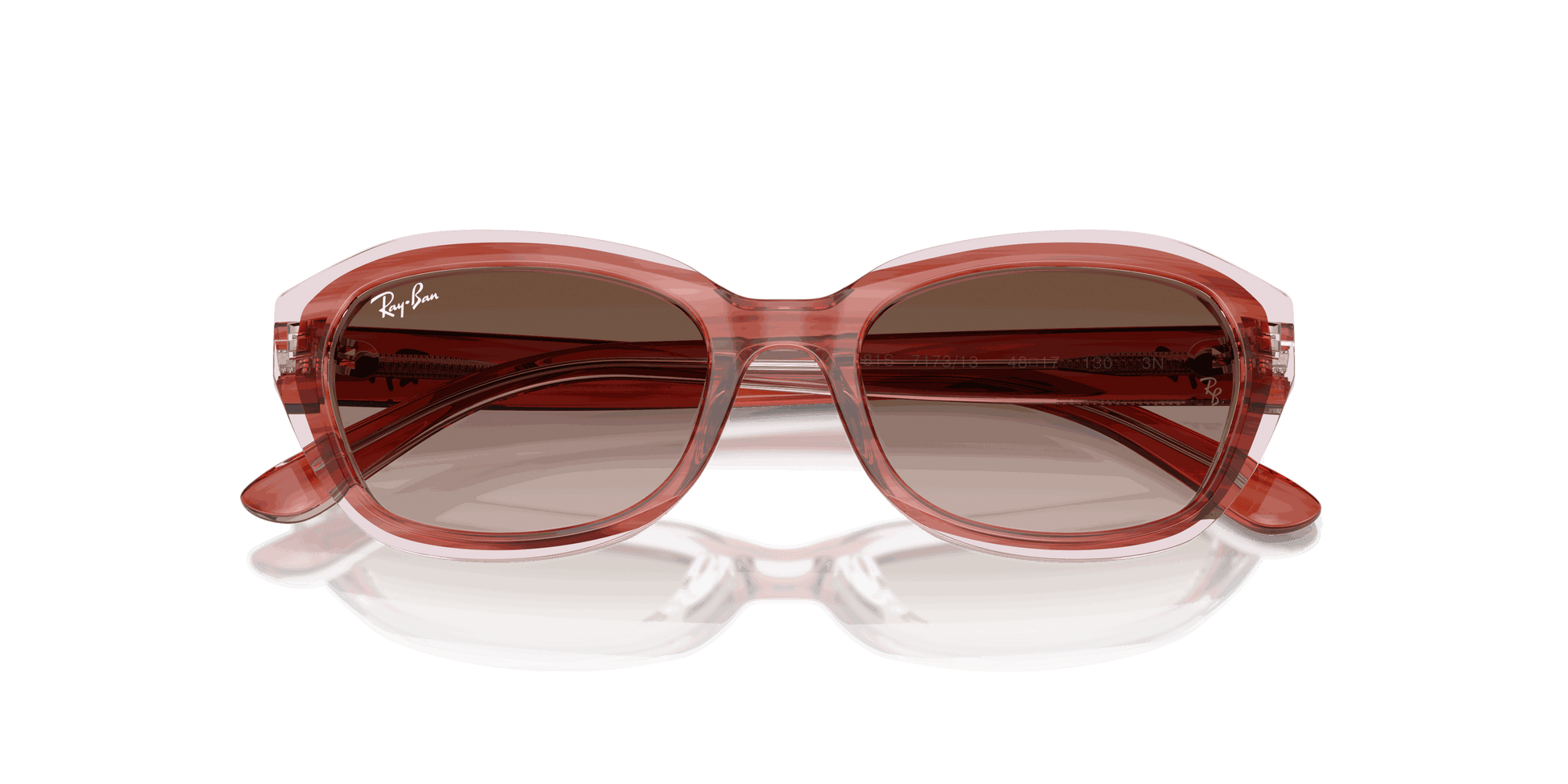 [Gradient Brown Lenses, Polished Striped Pink On Transparent Pink Frame]