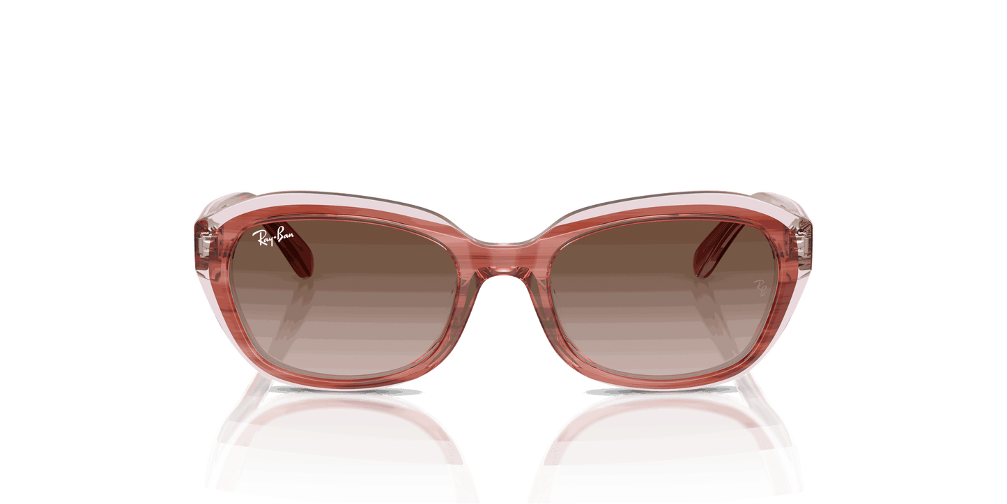 [Gradient Brown Lenses, Polished Striped Pink On Transparent Pink Frame]