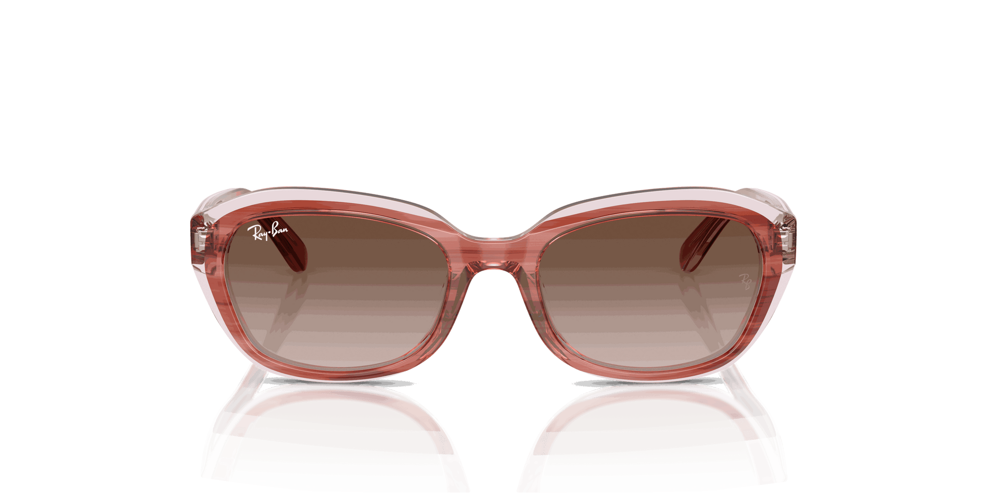 [Gradient Brown Lenses, Polished Striped Pink On Transparent Pink Frame]