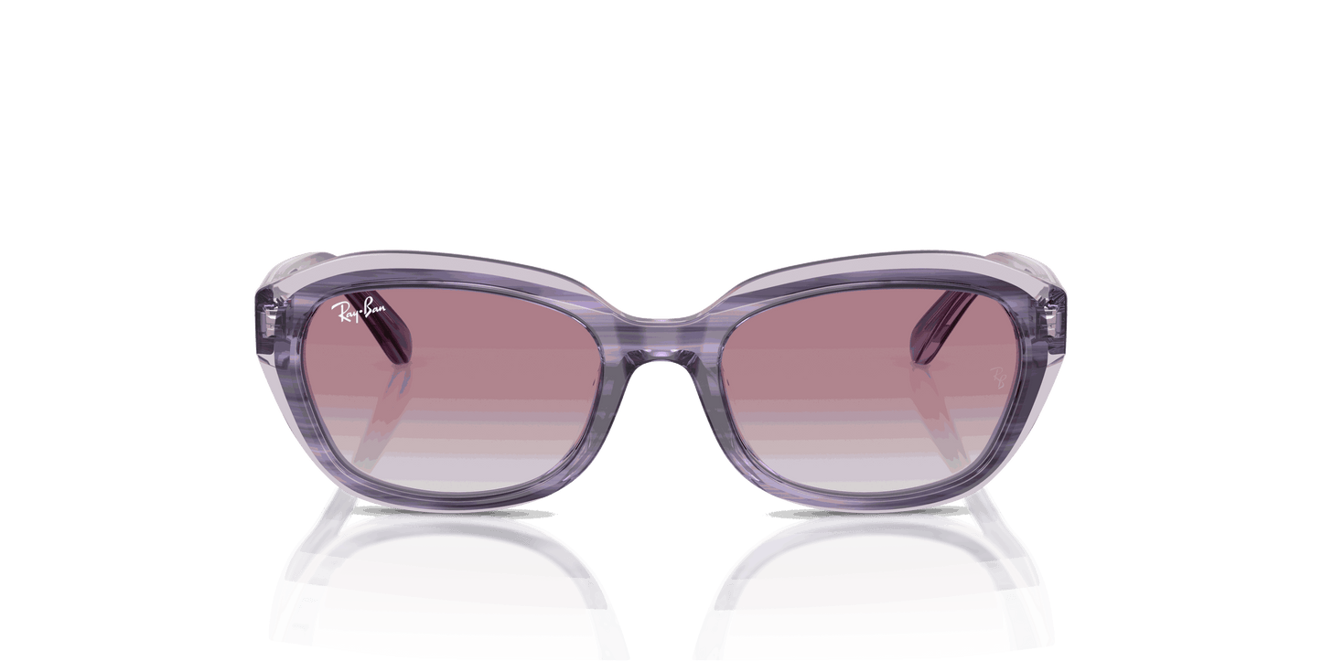[Grey Gradient Violet Lenses, Polished Striped Violet On Transparent Violet Frame]