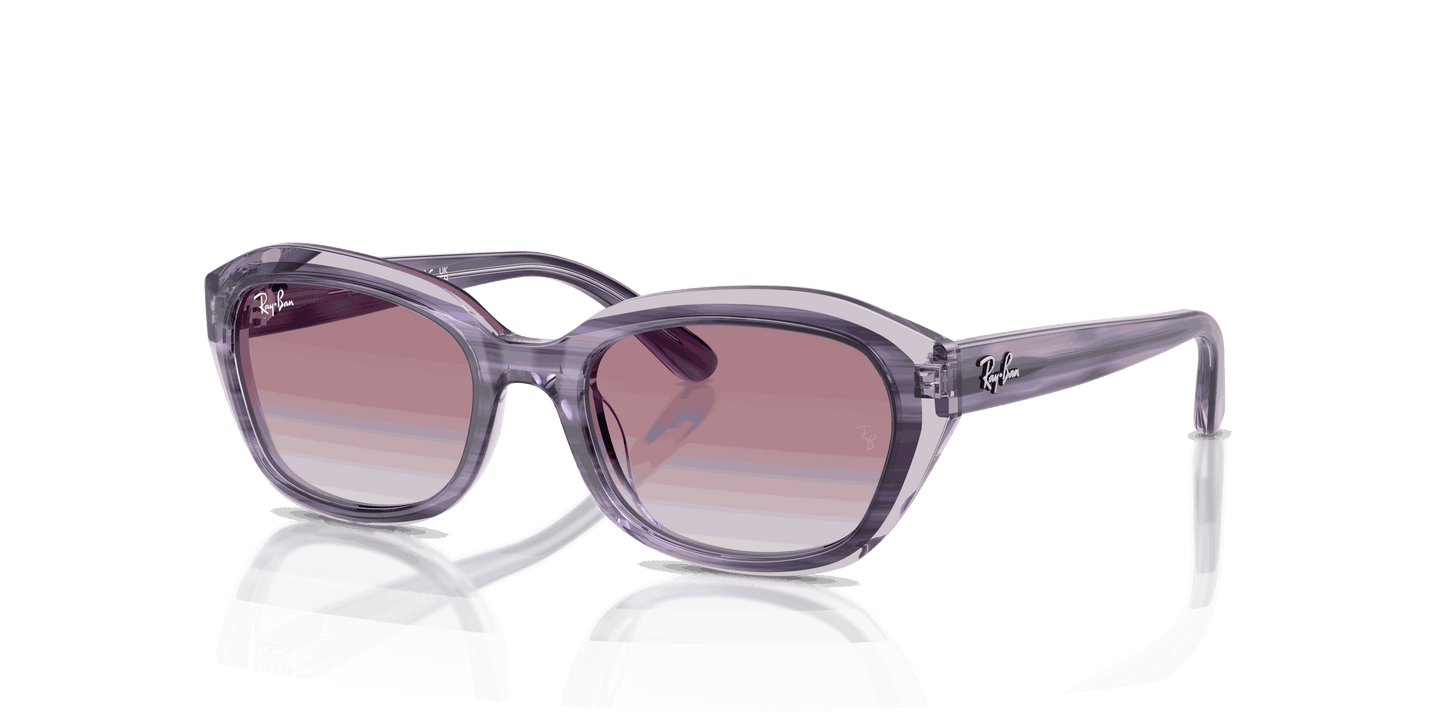 [Grey Gradient Violet Lenses, Polished Striped Violet On Transparent Violet Frame]