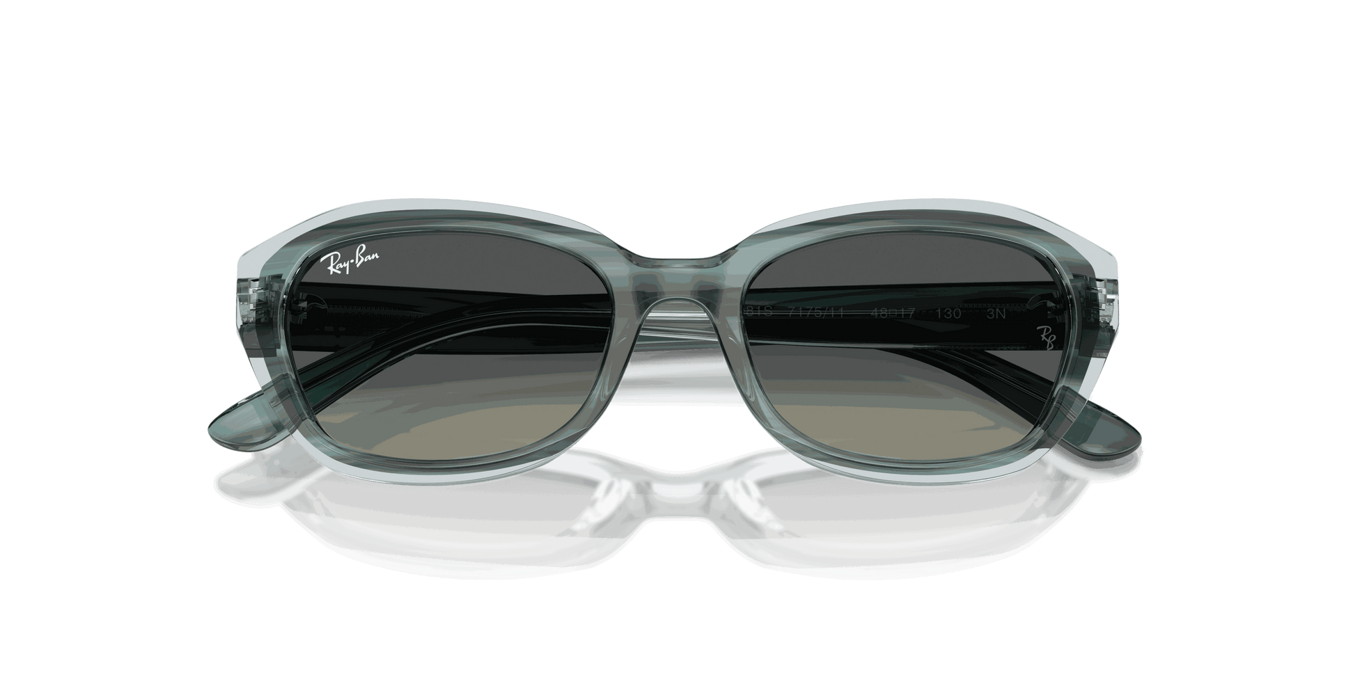 [Gradient Grey Lenses, Polished Striped Green On Transparent Green Frame]