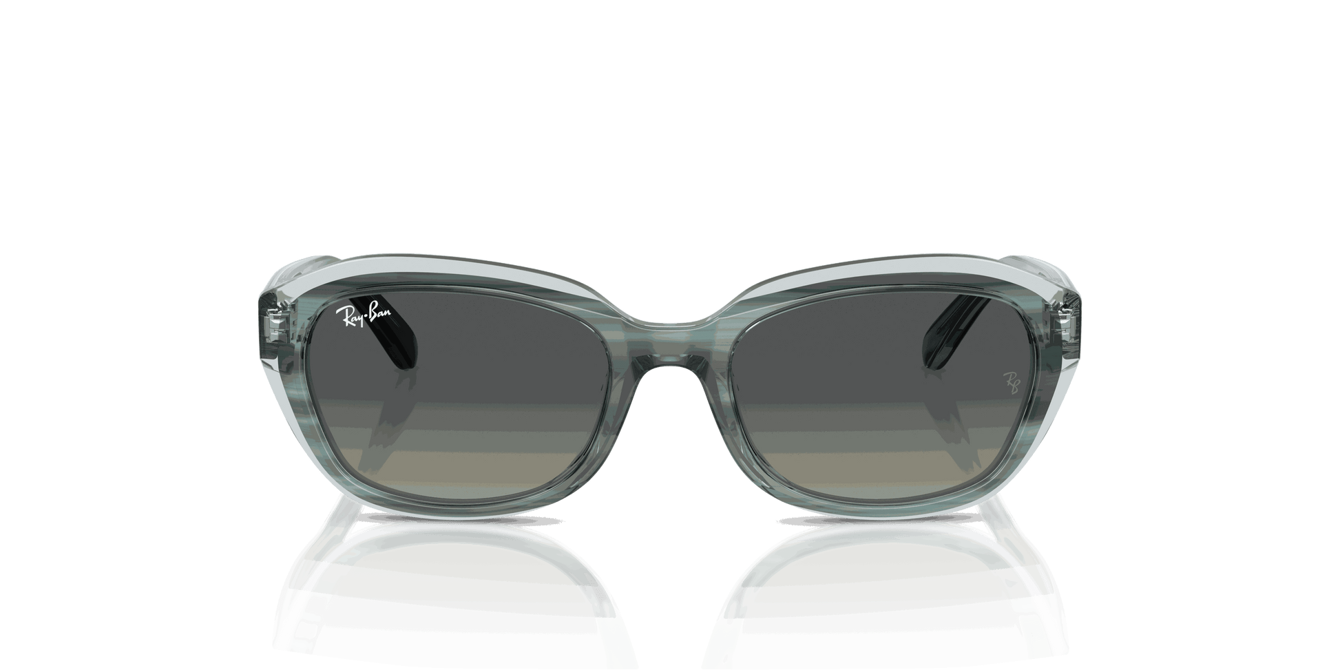 [Gradient Grey Lenses, Polished Striped Green On Transparent Green Frame]