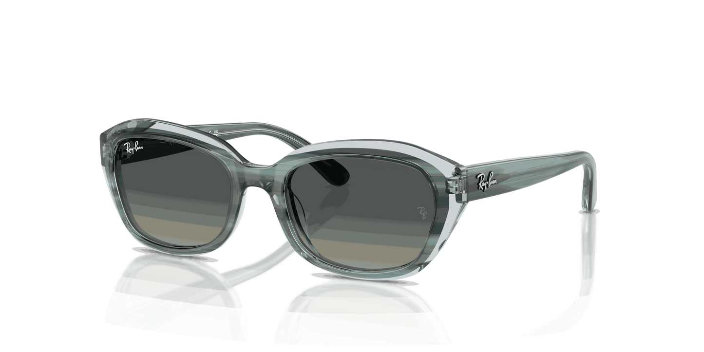 [Gradient Grey Lenses, Polished Striped Green On Transparent Green Frame]