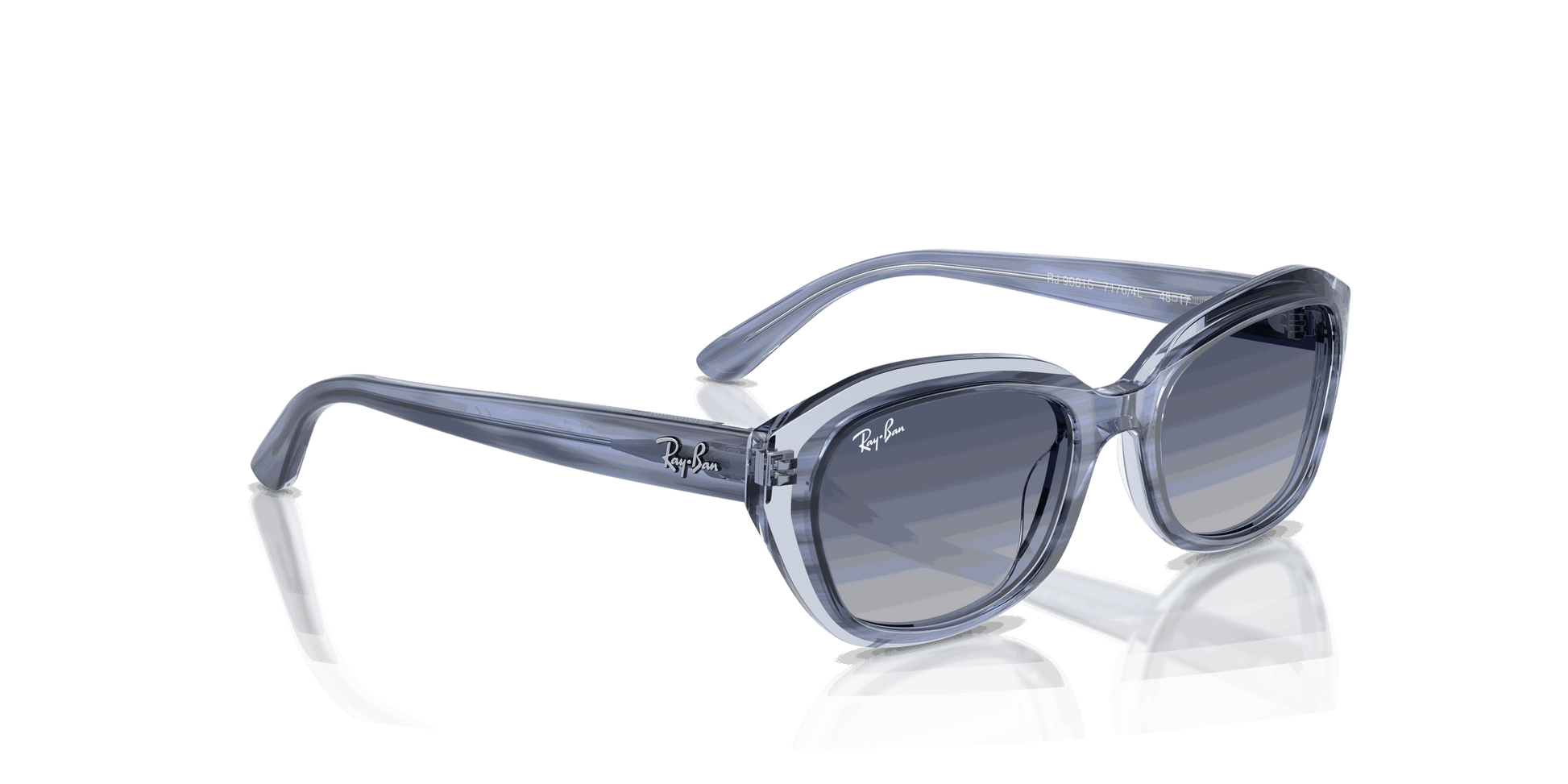 [Grey Gradient Blue Lenses, Polished Striped Blue On Transparent Blue Frame]
