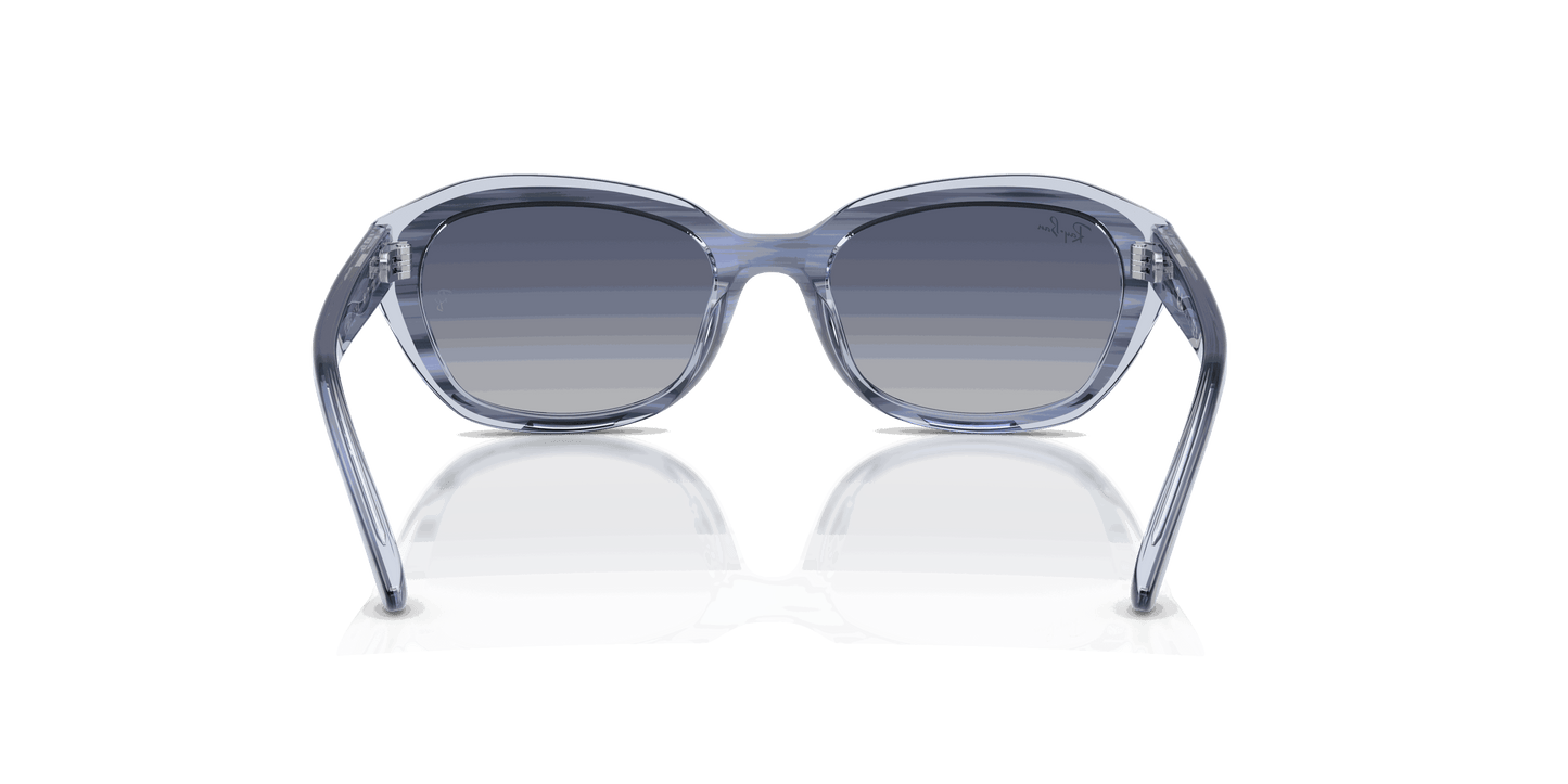 [Grey Gradient Blue Lenses, Polished Striped Blue On Transparent Blue Frame]
