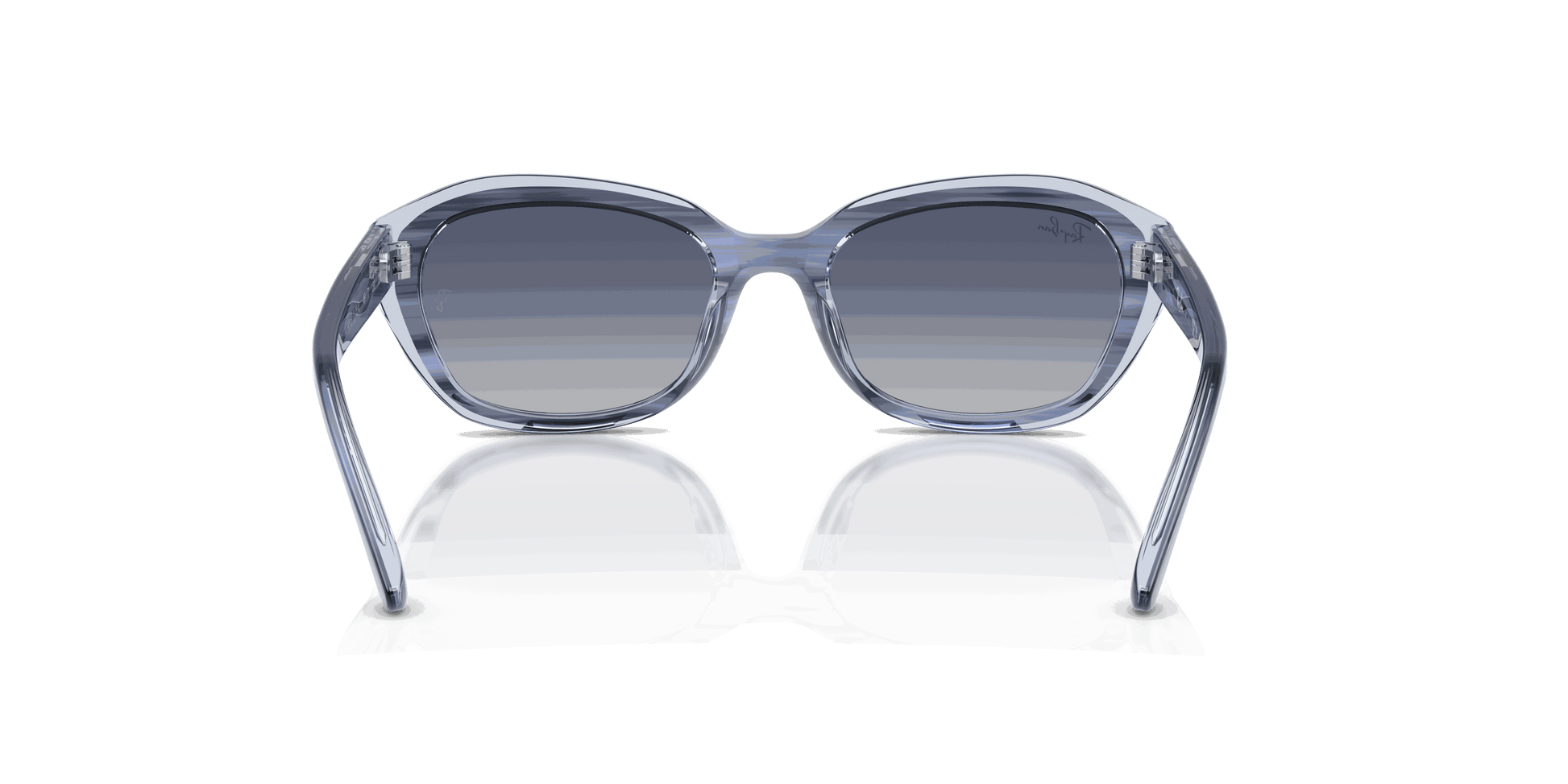 [Grey Gradient Blue Lenses, Polished Striped Blue On Transparent Blue Frame]