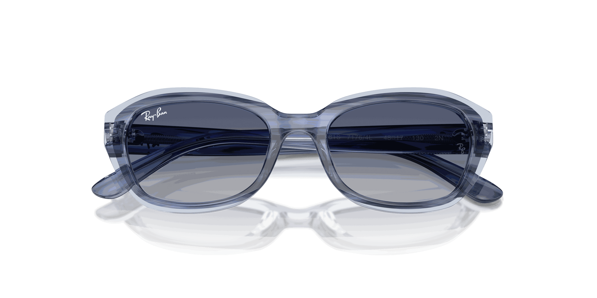 [Grey Gradient Blue Lenses, Polished Striped Blue On Transparent Blue Frame]