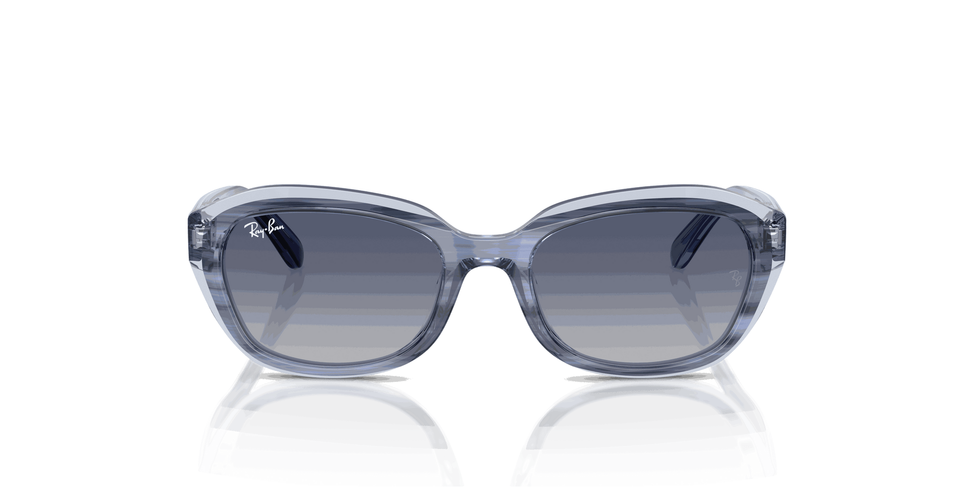 [Grey Gradient Blue Lenses, Polished Striped Blue On Transparent Blue Frame]