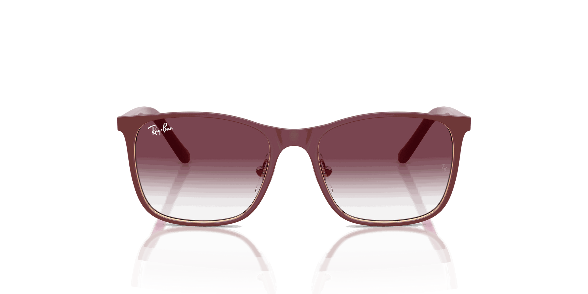 [Clear Gradient Dark Violet Lenses, Matte Bordeaux On Rose Gold Frame]