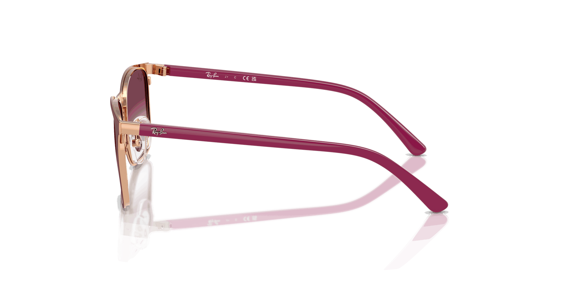 [Clear Gradient Dark Violet Lenses, Matte Bordeaux On Rose Gold Frame]