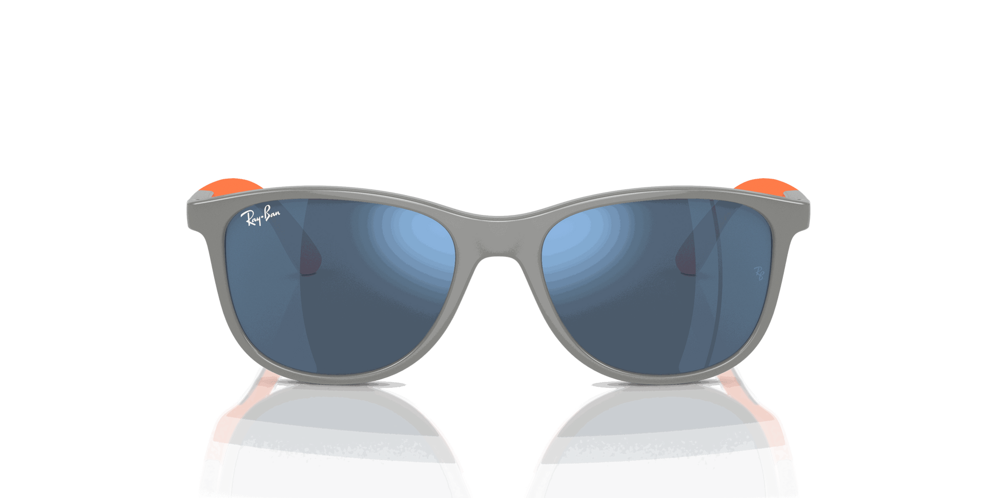 [Dark Blue Lenses, Polished Grey On Orange Frame]