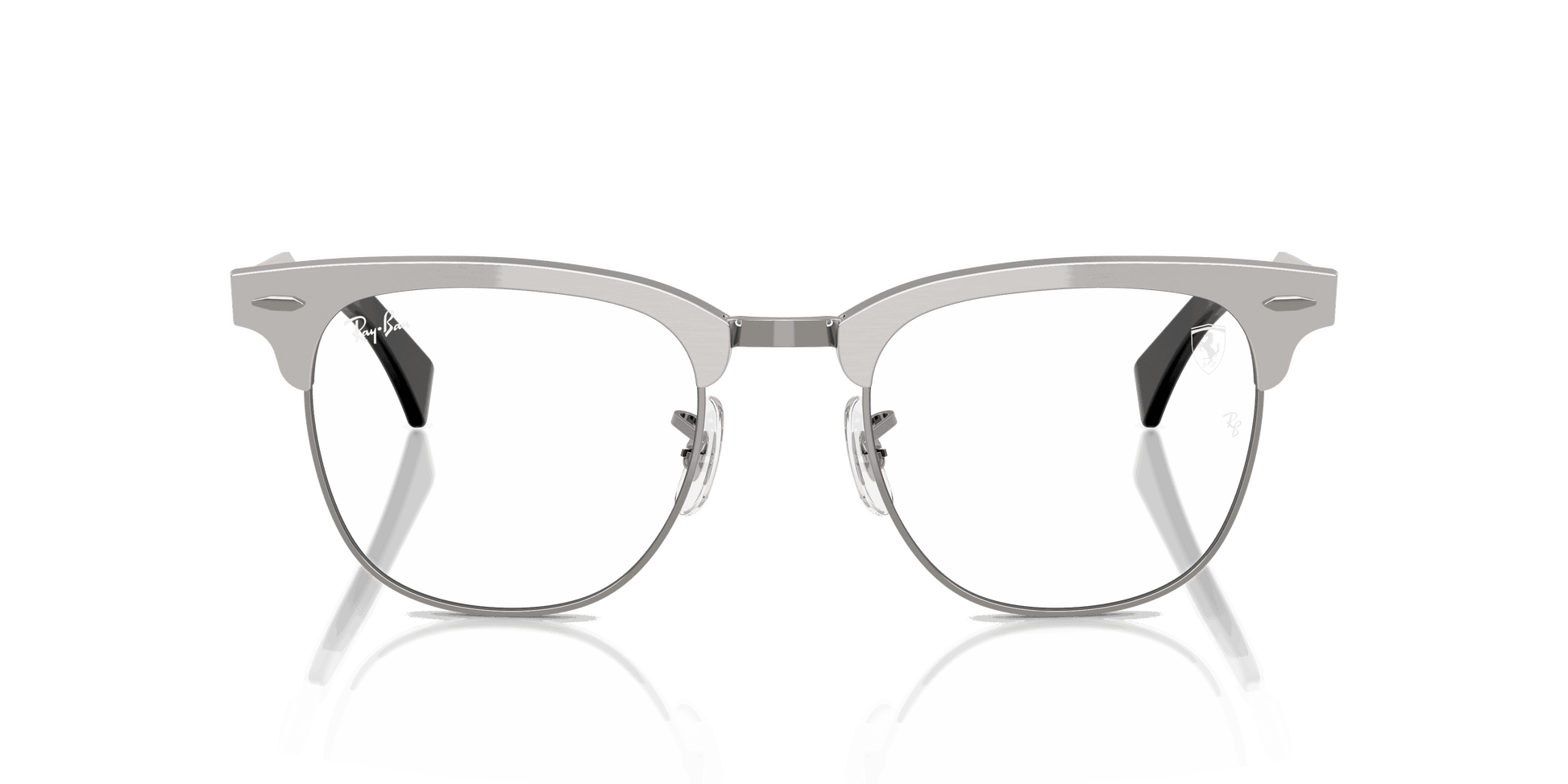 [Clear Lenses, Matte Brushed Silver On Gunmetal Frame]