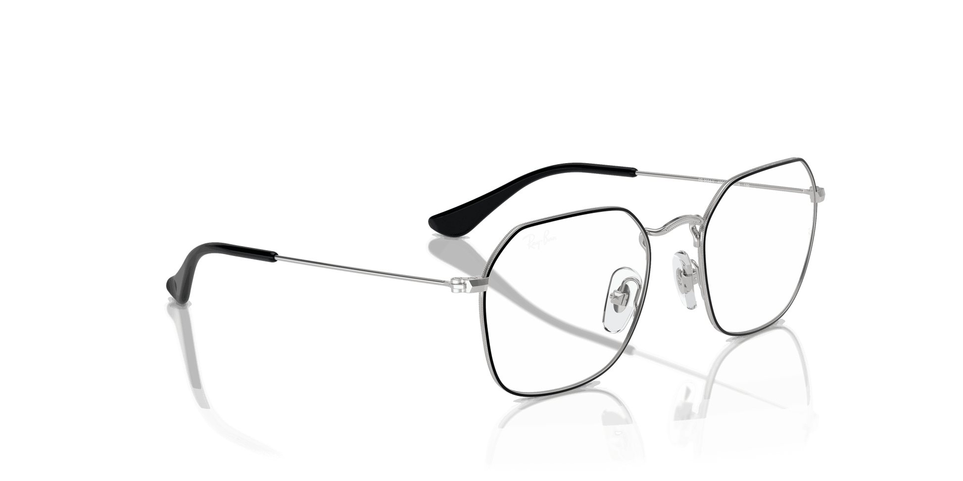 [Clear Lenses, Polished Black On Silver Frame]